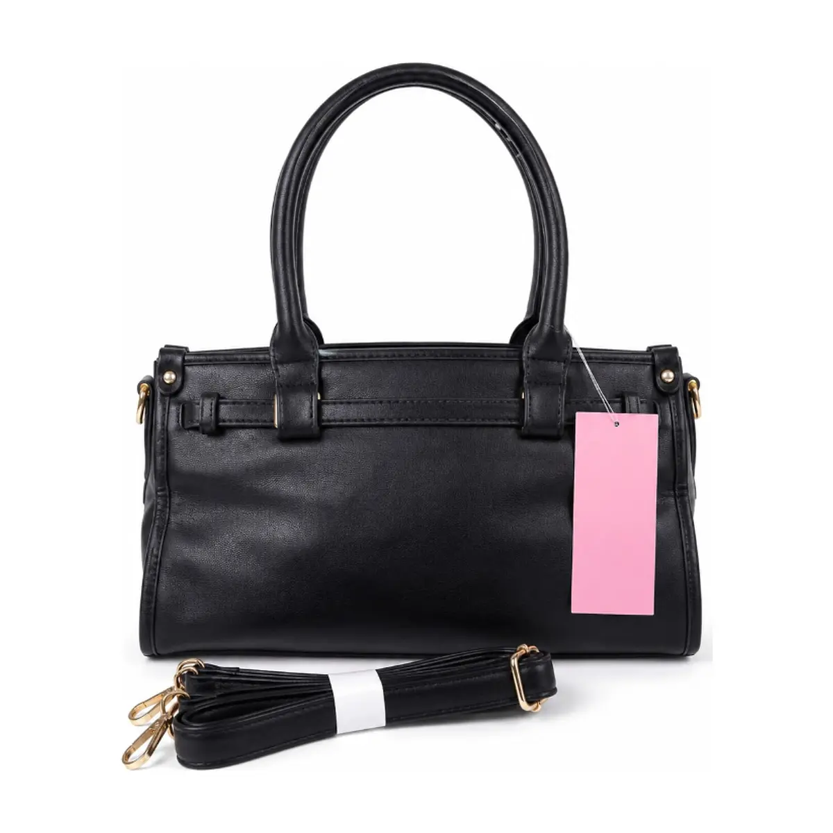 Bolso tote estructurado negro con cinturón decorativo y asas extraíbles Isabella (1 U) - Thumbnail 2
