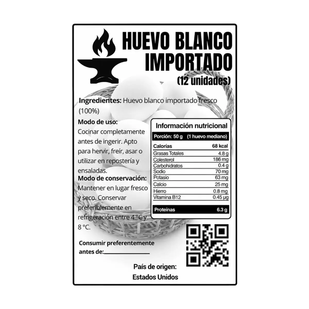 Huevos blanco importado Yunque (12 U) - Thumbnail 3
