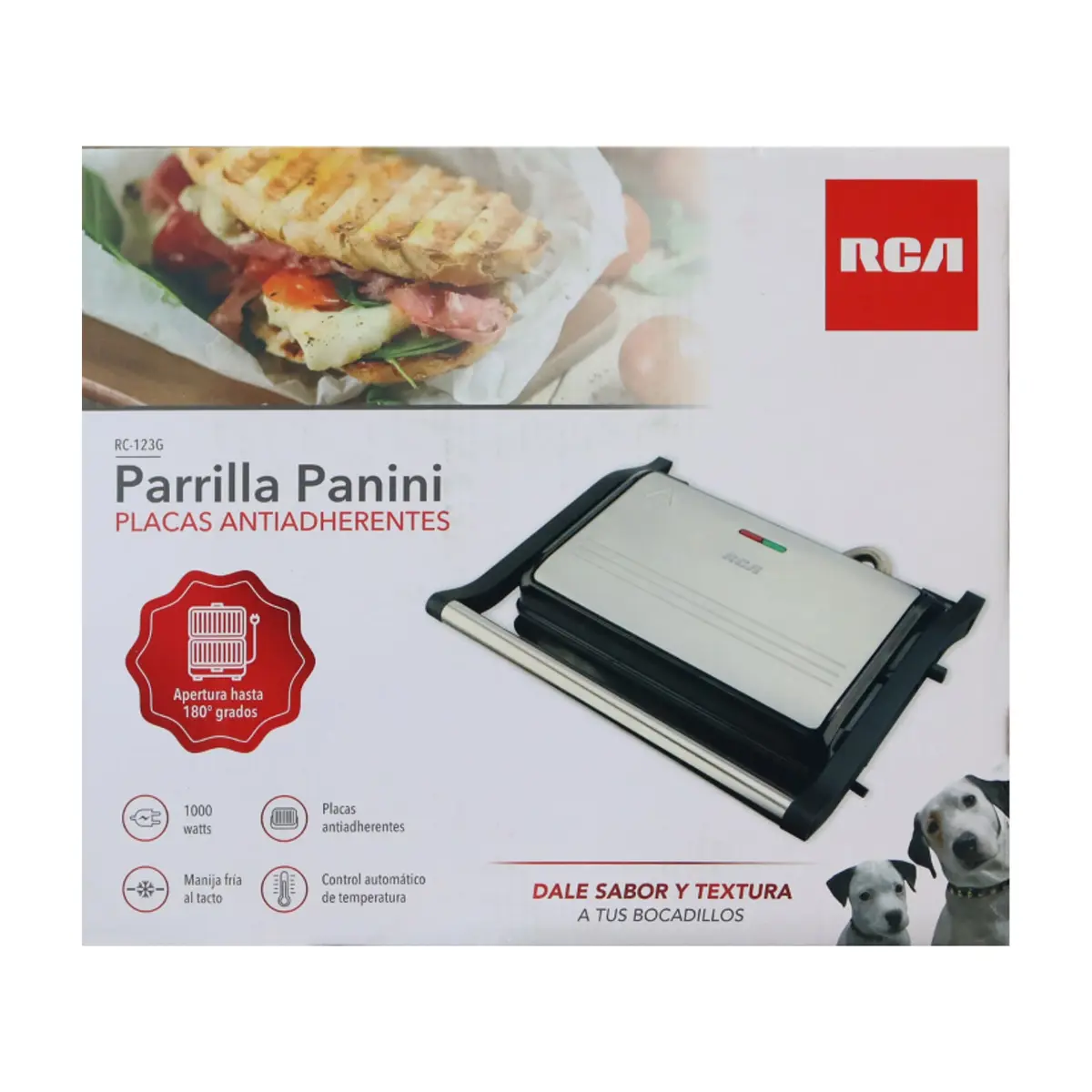 Parrilla eléctrica panini 1000 W RCA RC-123G - Thumbnail 4