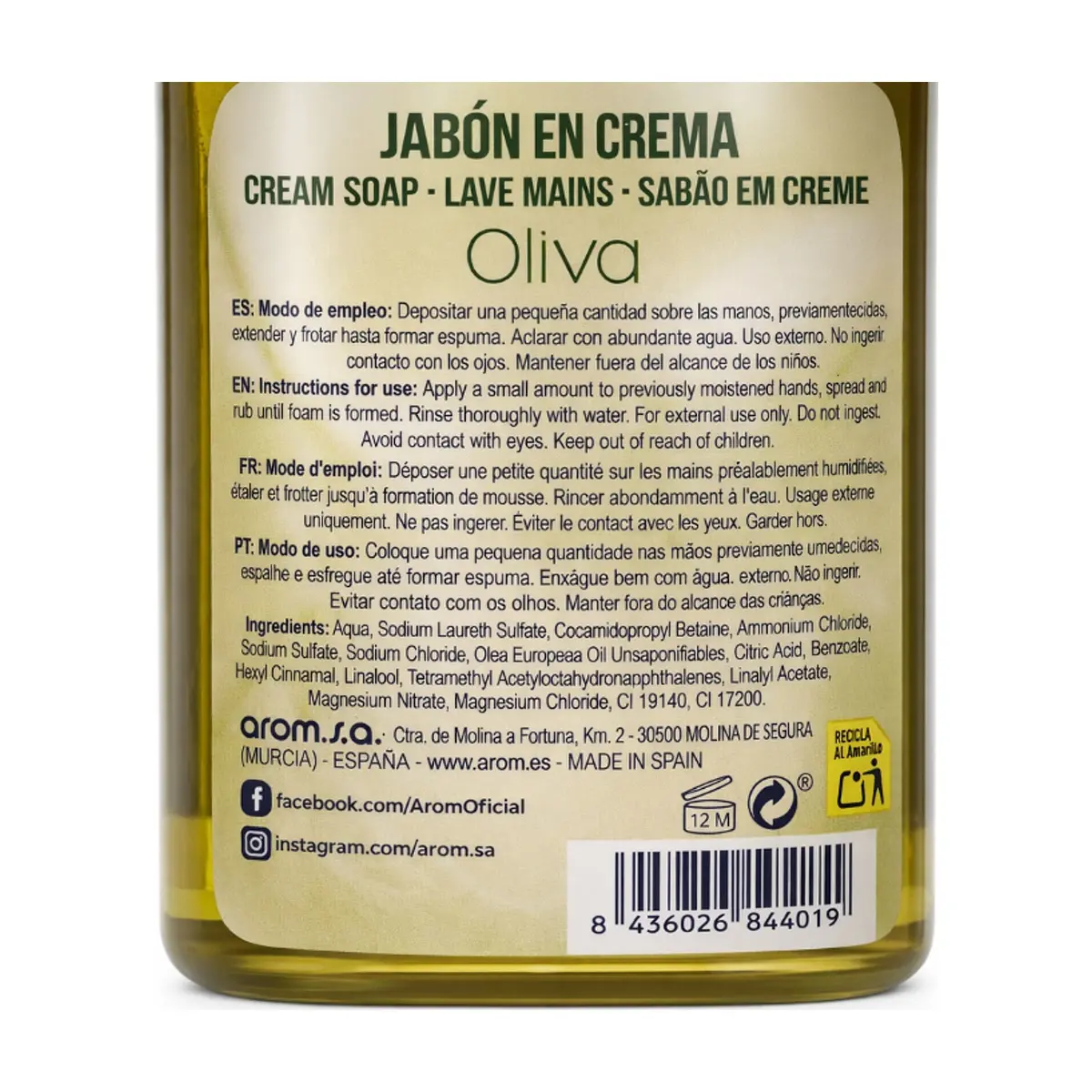 Jabón dosificador de oliva S'nonas (500 ml) - Thumbnail 3