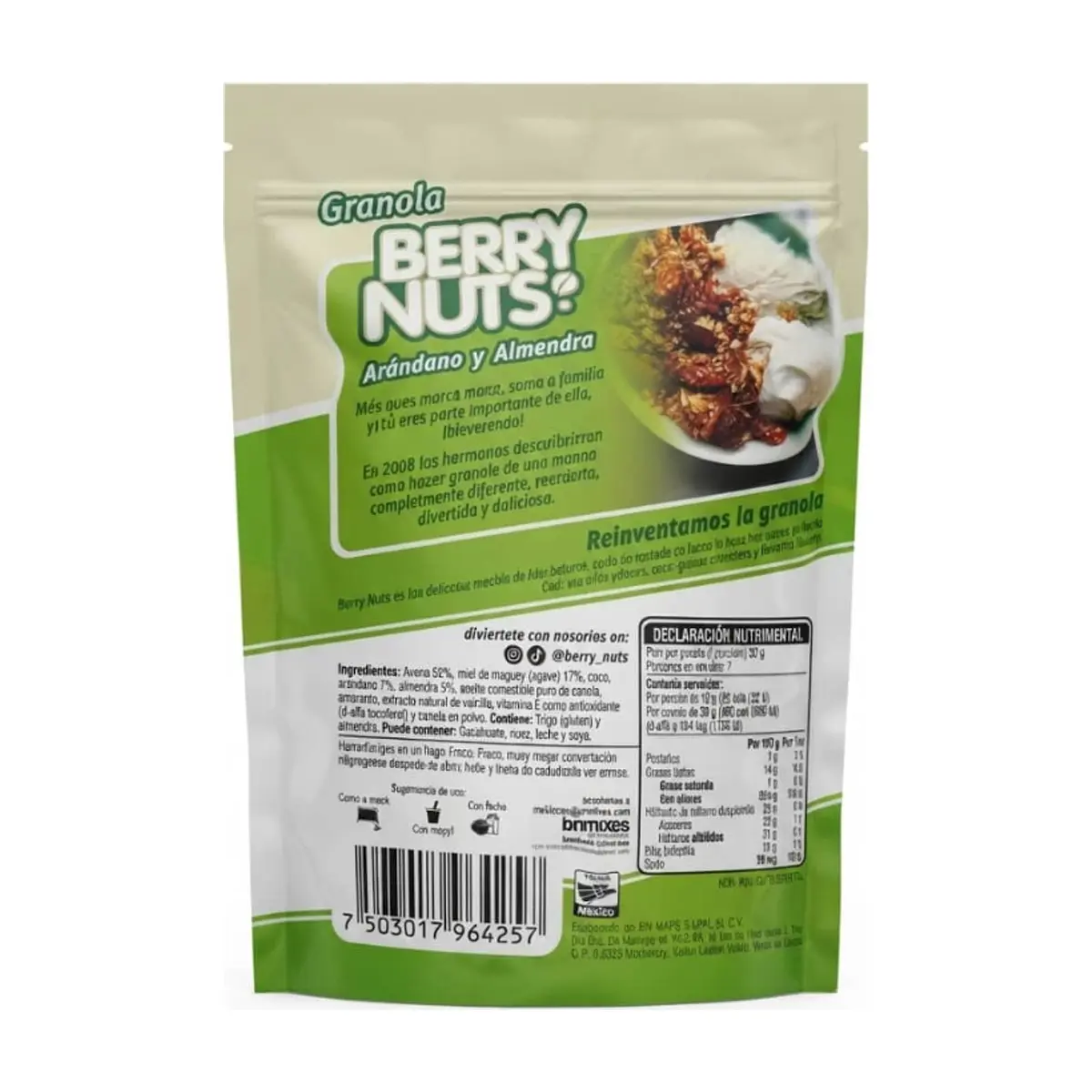 Granola con arándanos y almendras, endulzada con miel de agave Berry Nuts (210 g / 7.4 oz) - Miniatura 3