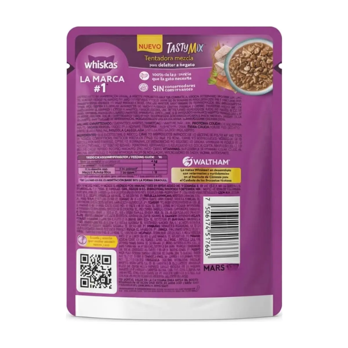 Alimento para gatos adultos con sabor a pescado y sardina con zanahoria en salsa estilo casero Tasty Mix Whiskas (75 g / 2.64 oz) - Miniatura 3