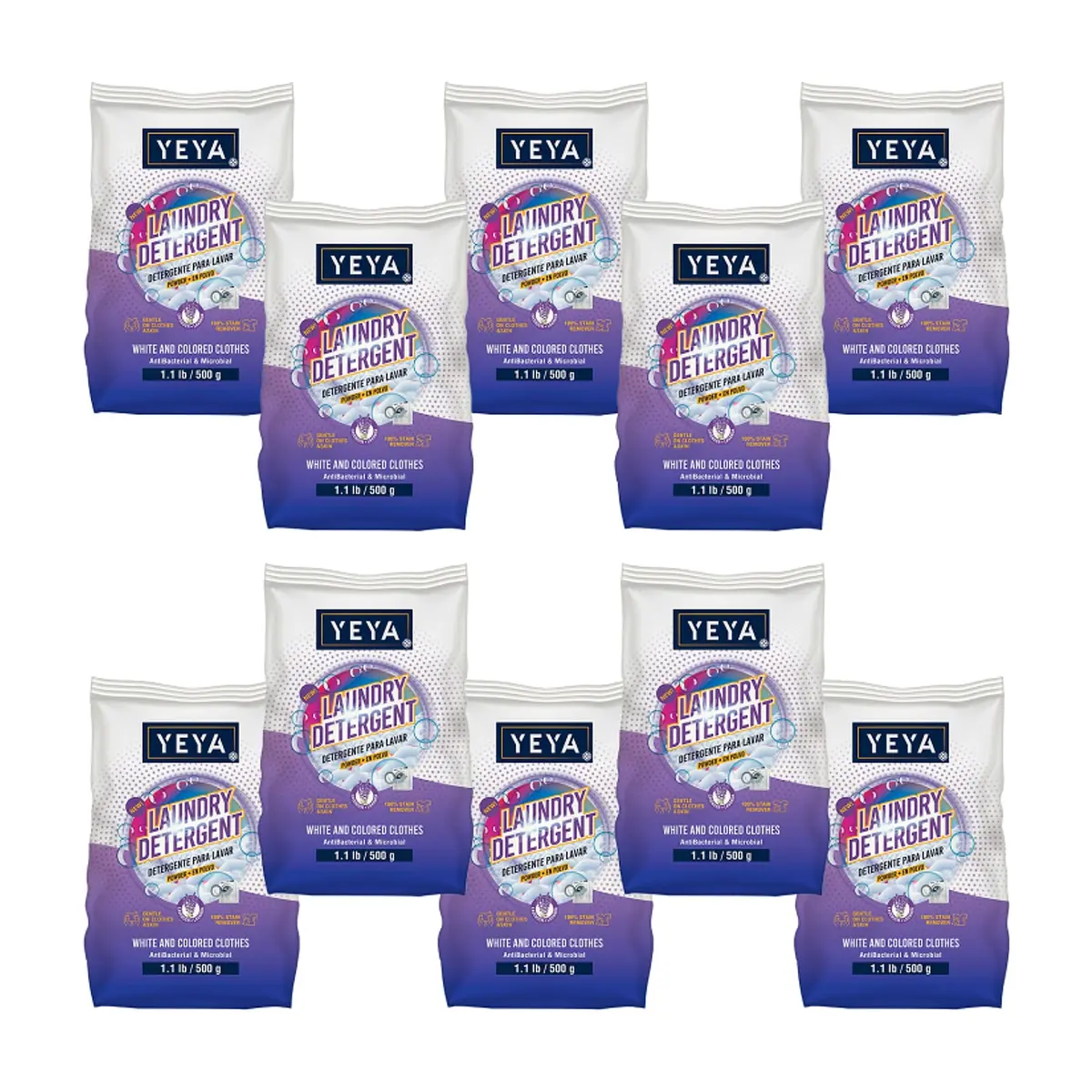 Detergente en polvo con aroma a lavanda Yeya (10 x 500 g / 1.1 lb)
