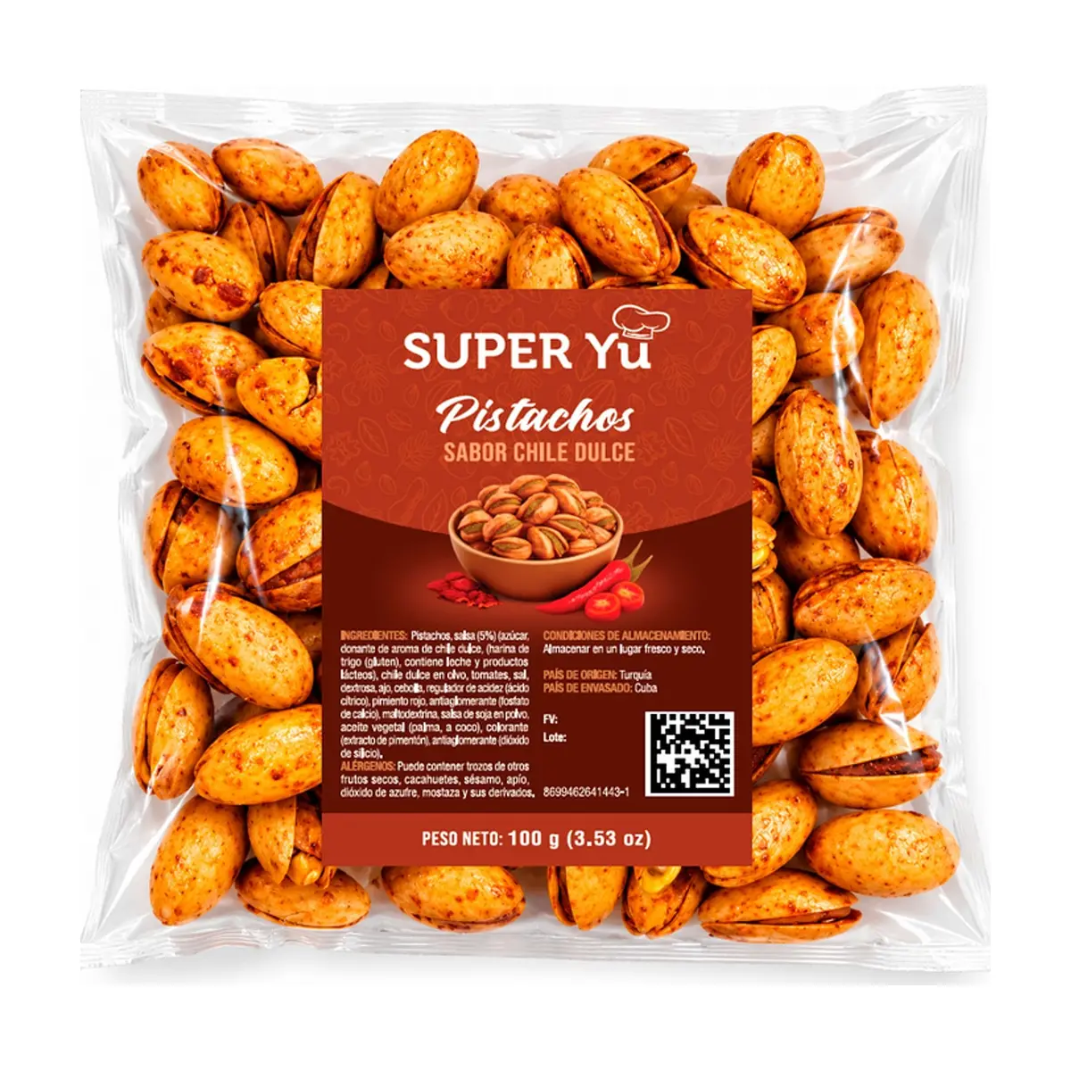 Pistachos con sabor a chile dulce Super Yu (100 g / 3.53 oz)