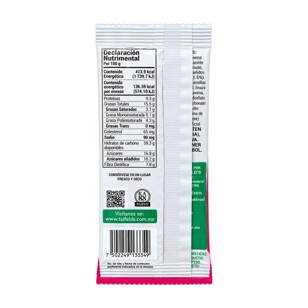 Galletas de avena integral con semillas de girasol y linaza Taifeld´s (33 g / 1.16 oz) - Miniatura 2