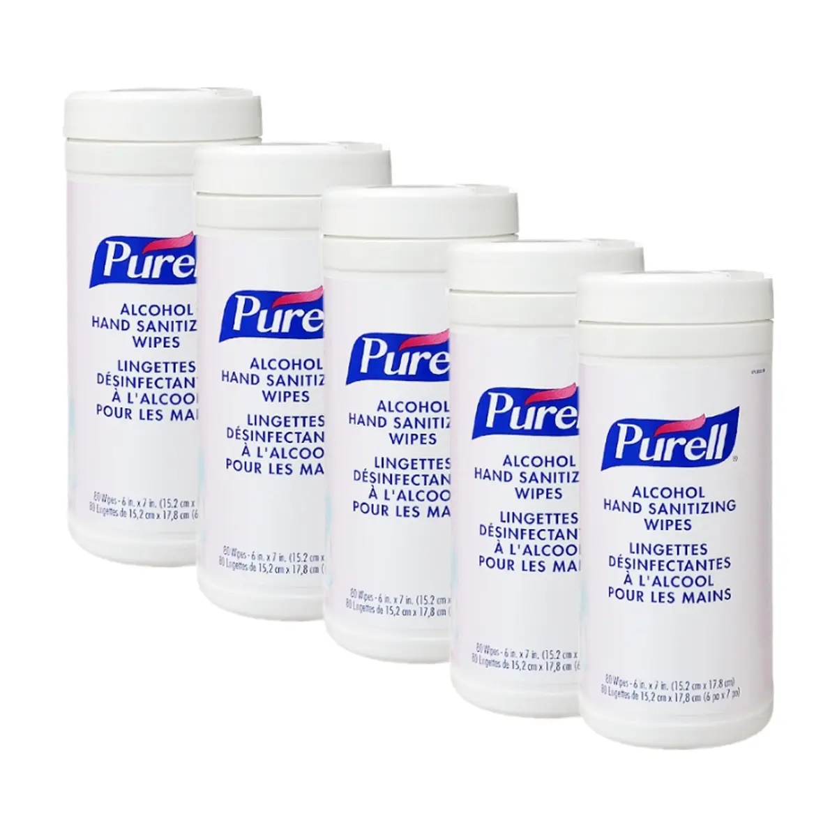 Toallitas desinfectantes de manos con alcohol Purell (5 x 80 U)