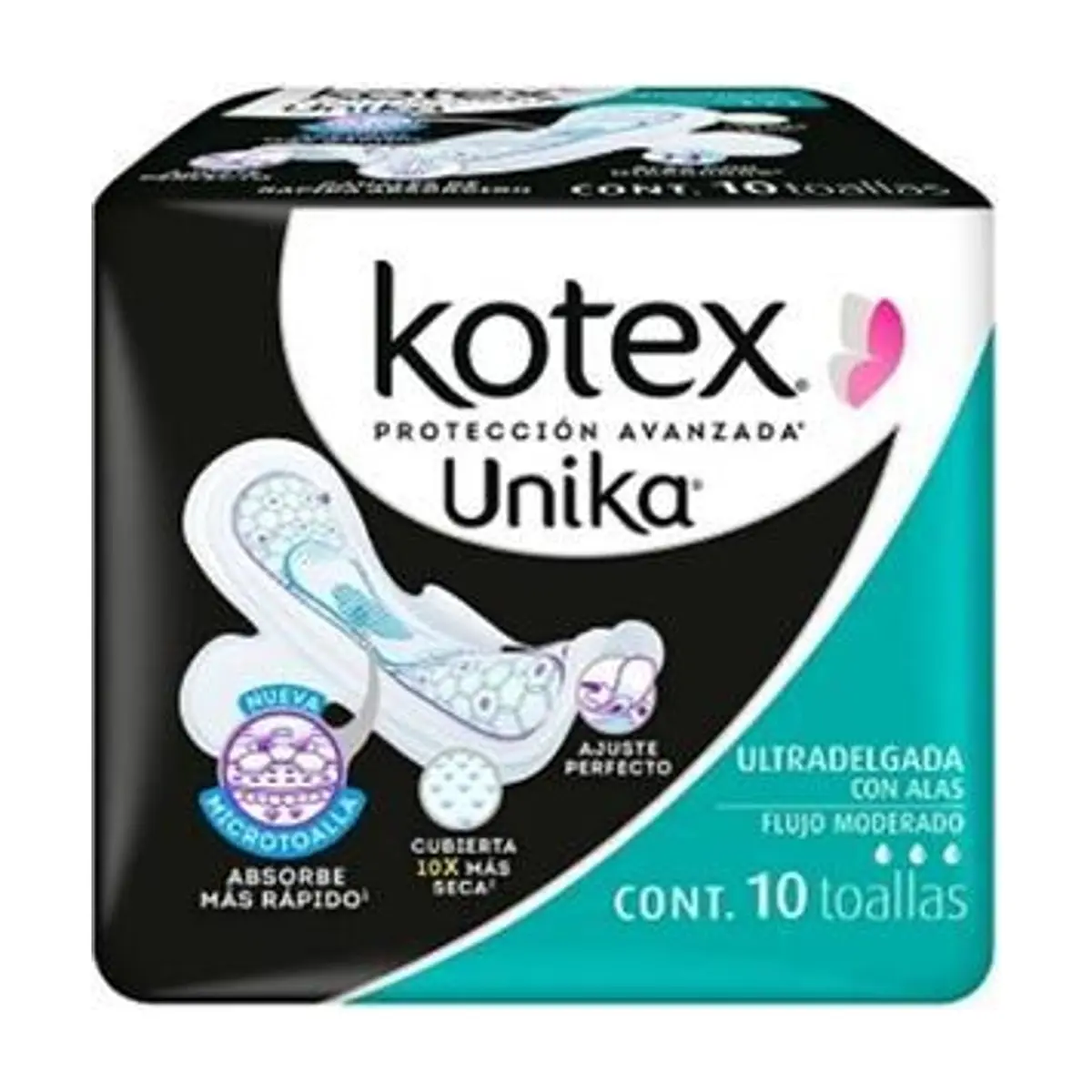 Toalla Femenina U By Ultradelgada con Alas (10u) KOTEX - Image 1