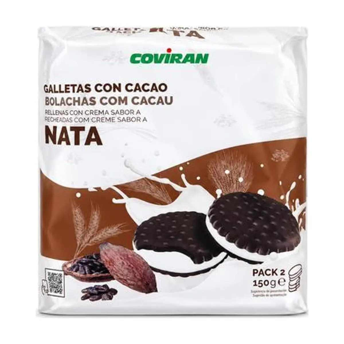 Galletas Rellenas Cacao (2u x 150g) COVIRAN - Imagen 1