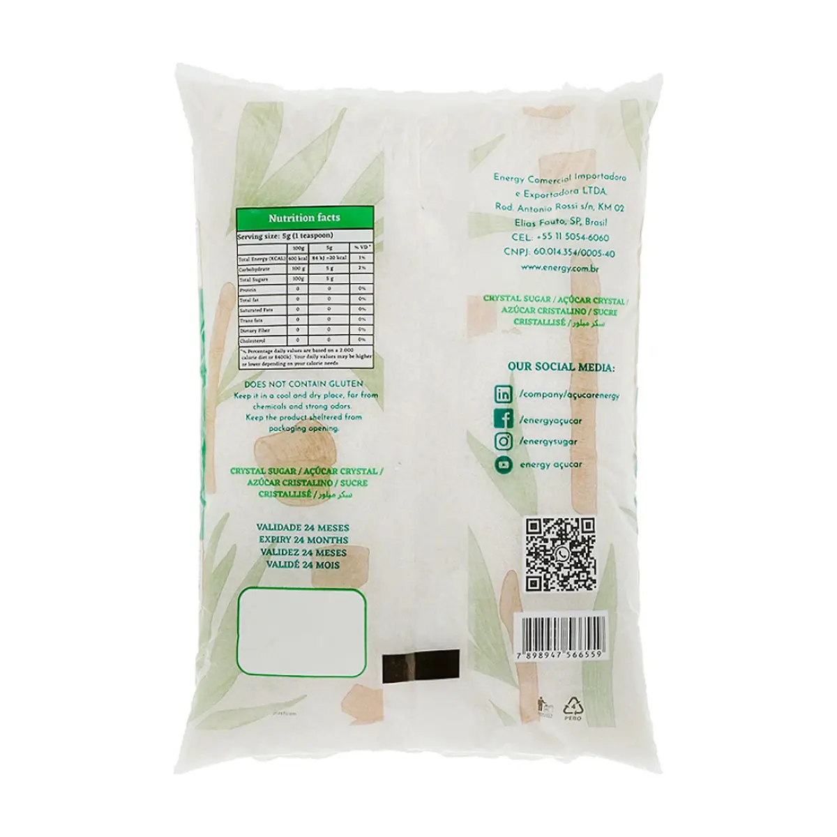 Azúcar blanca cristalina Energy (1 kg / 2.2 lb) - Miniatura 2