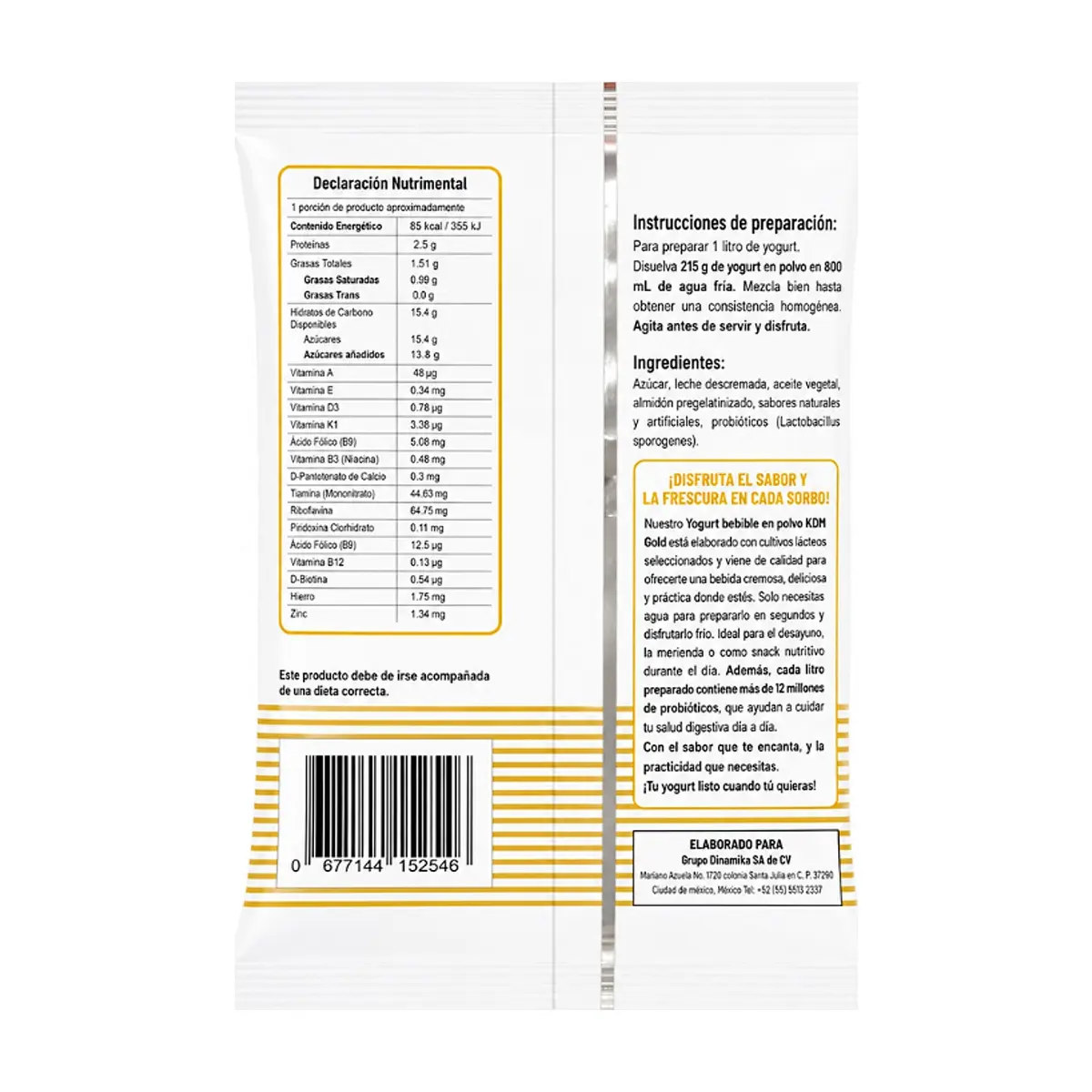 Yogurt bebible en polvo sabor fresa KDM Gold (215 g / 7.58 oz) - Thumbnail 2