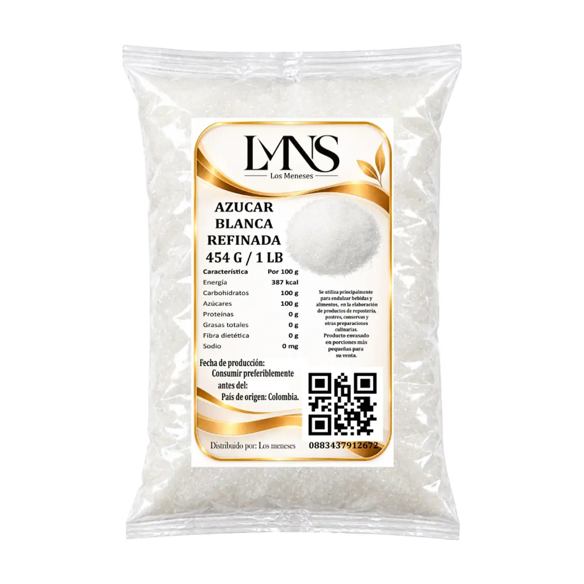 Azúcar blanca refinada Los Meneses (454 g / 1 lb)