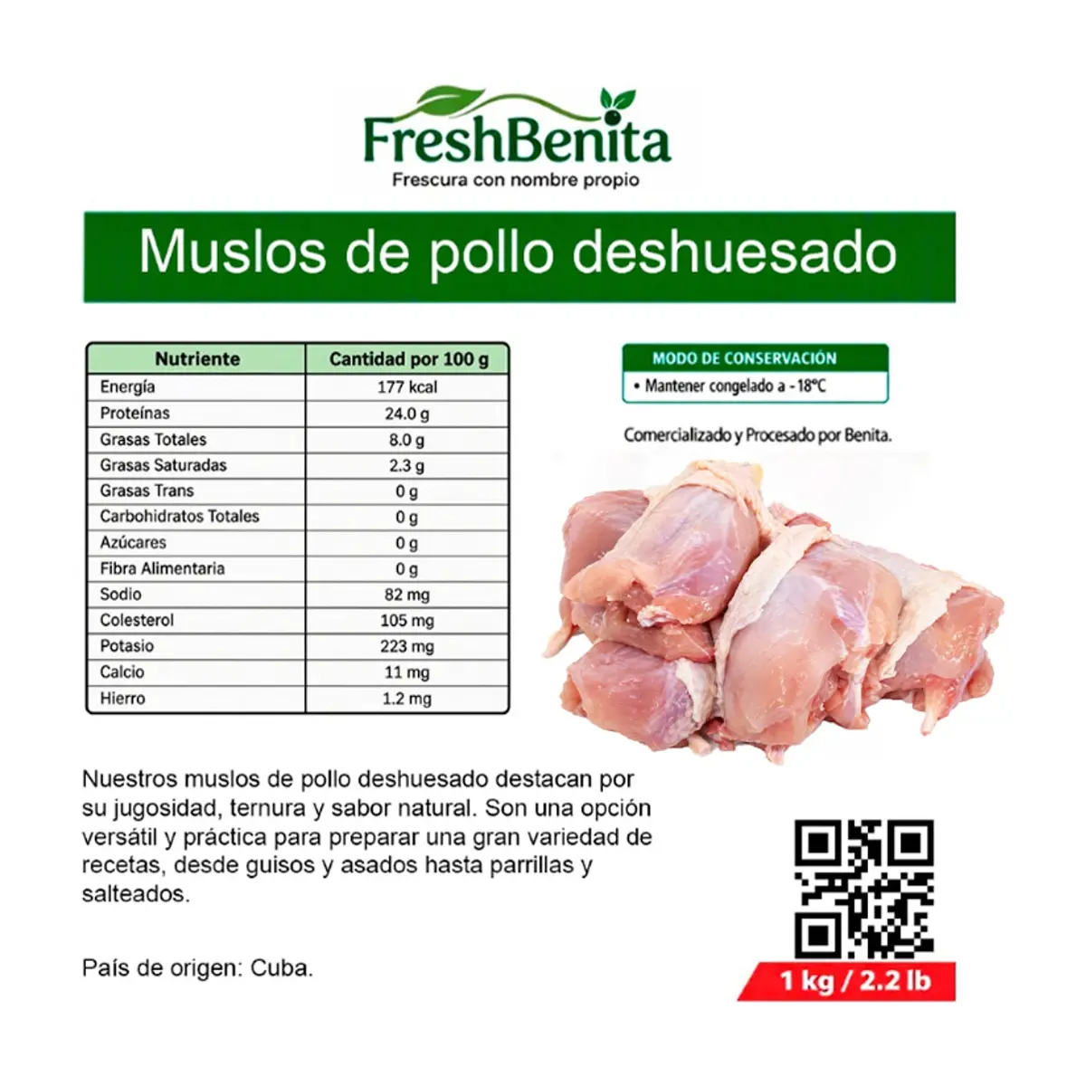 Muslos de pollo deshuesados FreshBenita (1 kg / 2.2 lb) - Miniatura 3