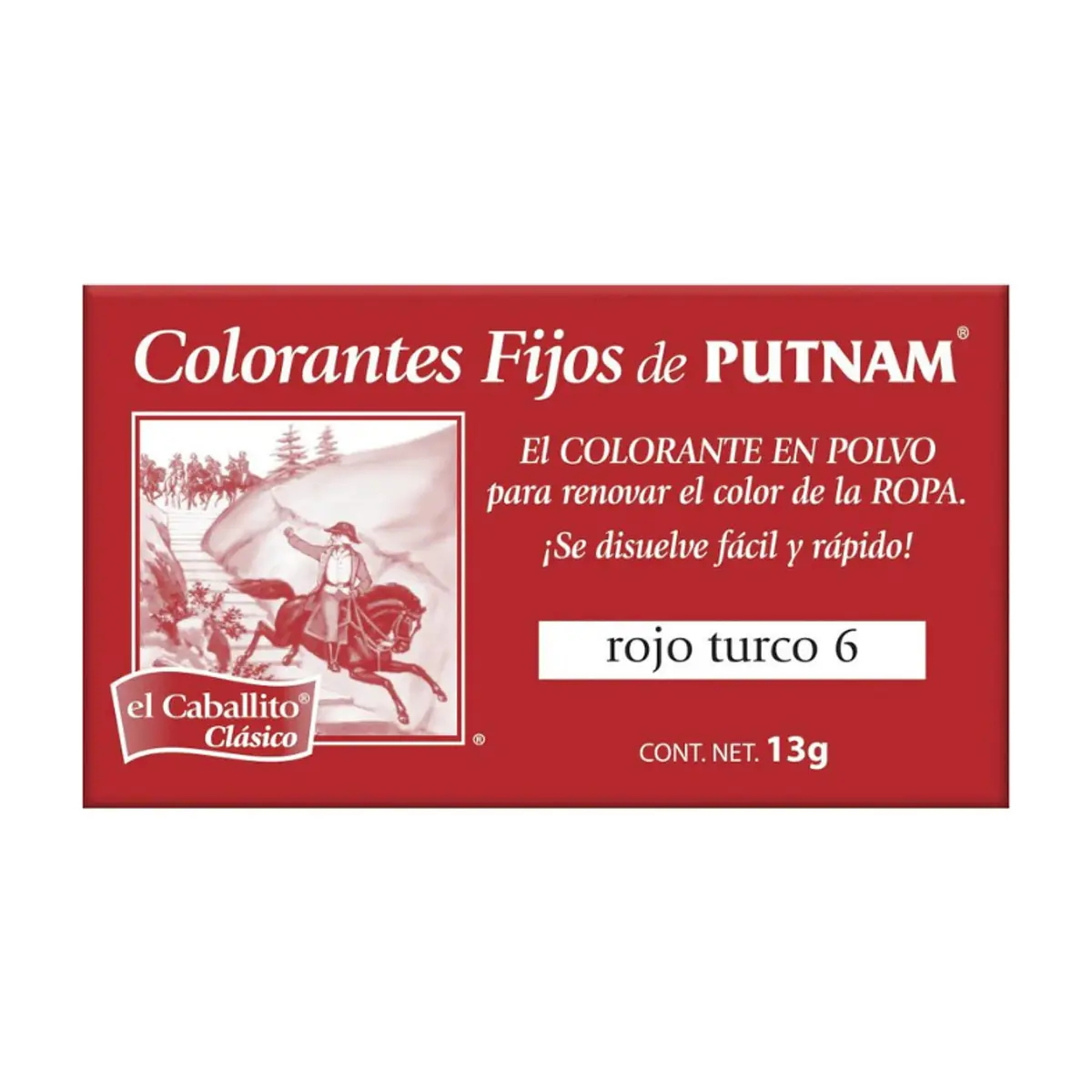 Colorante fijo para ropa jeans rojo turco 6 el Caballito Clásico (13 g)