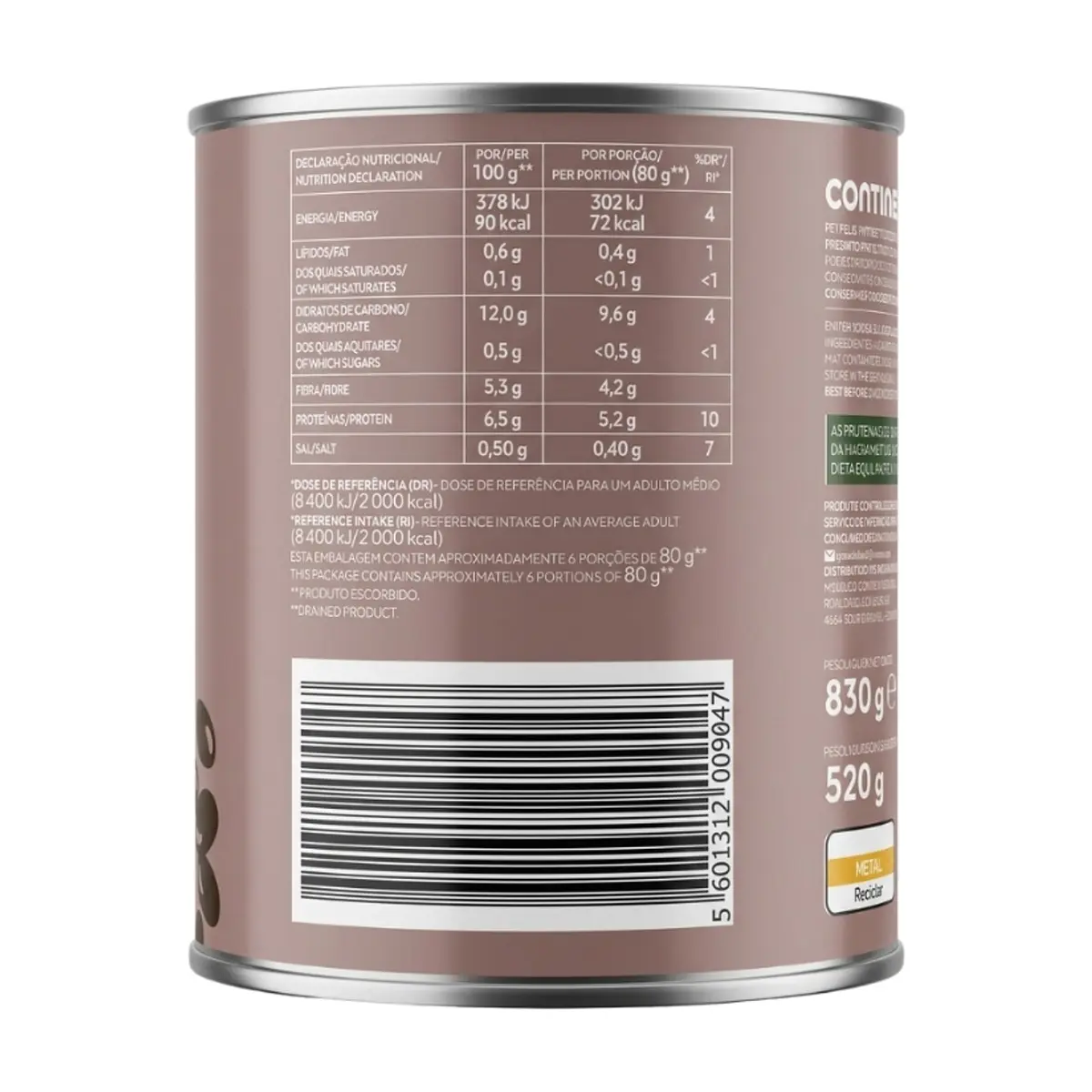 Frijoles negros cocidos Continente (820 g / 1.81 lb) - Thumbnail 2