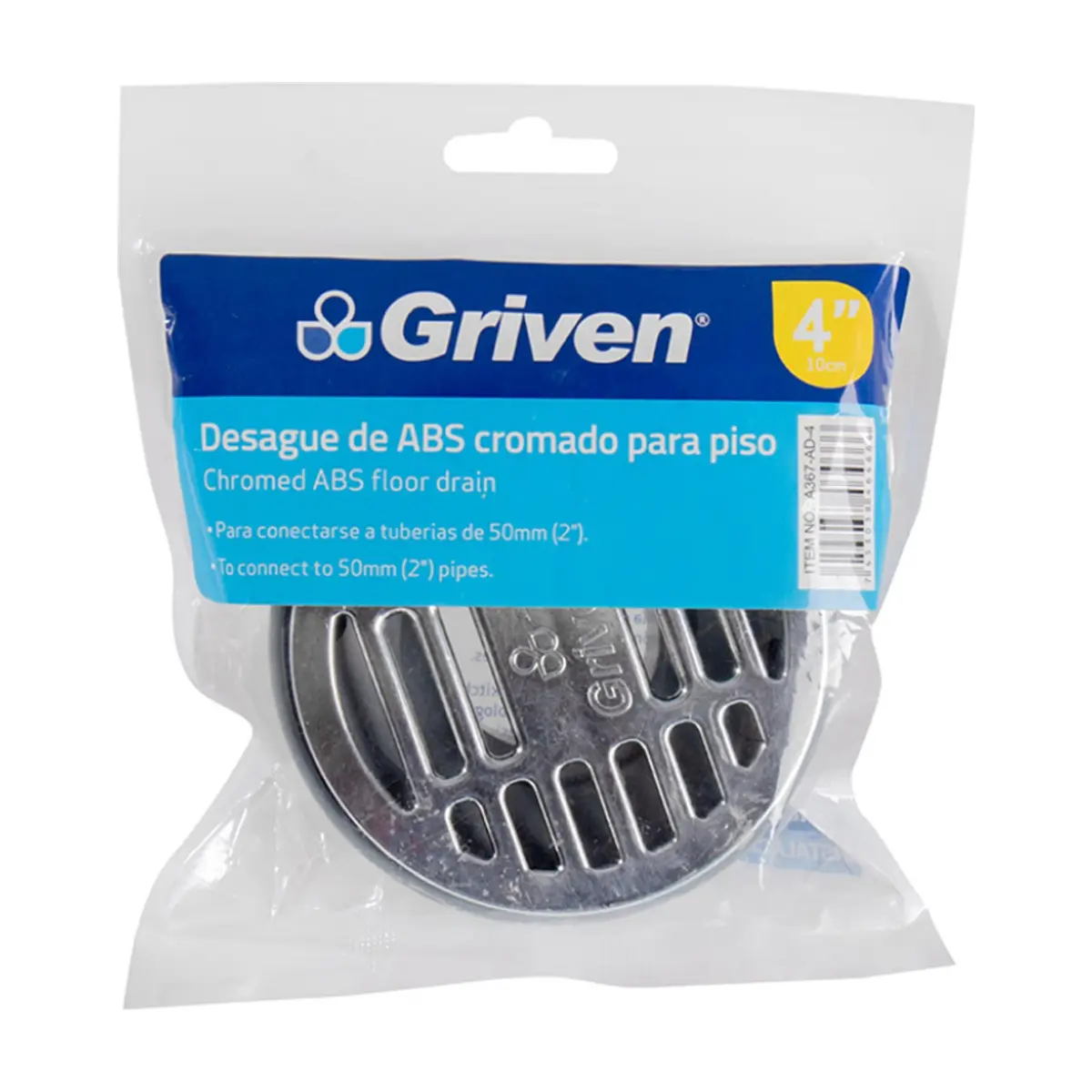 Desagüe tragante ABS cromado para sistema de drenaje en piso 4'' Griven