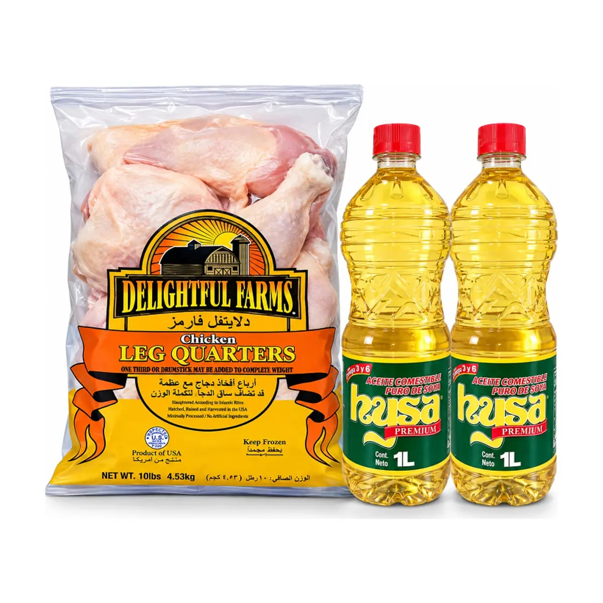 Aceite de soya + Cuartos traseros de pollo
