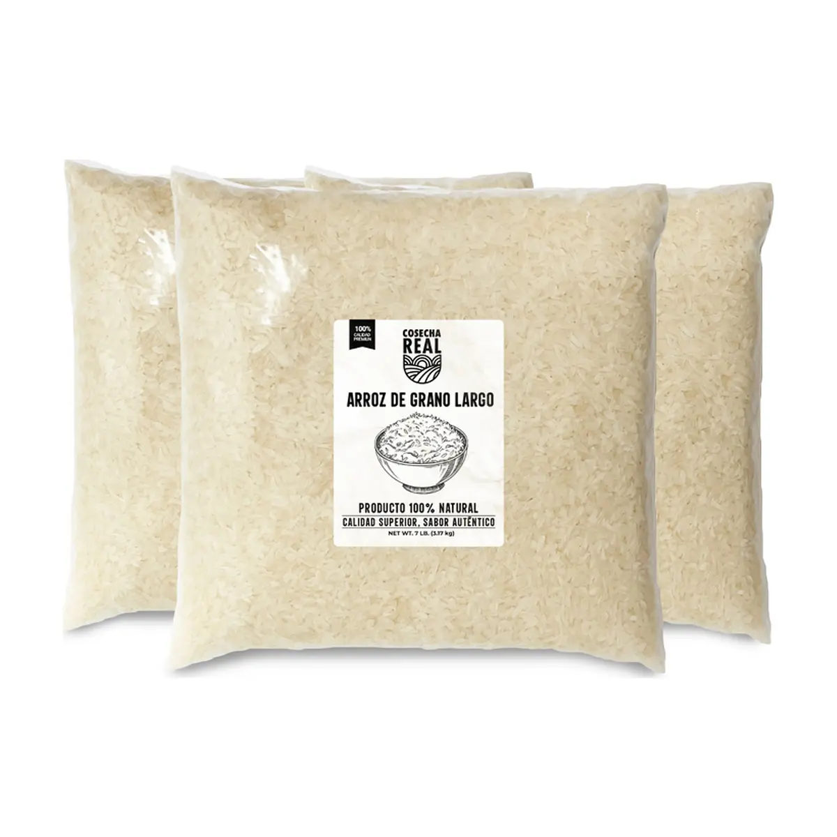 Arroz de grano largo Cosecha Real (3 x 3.17 kg / 7 lb)