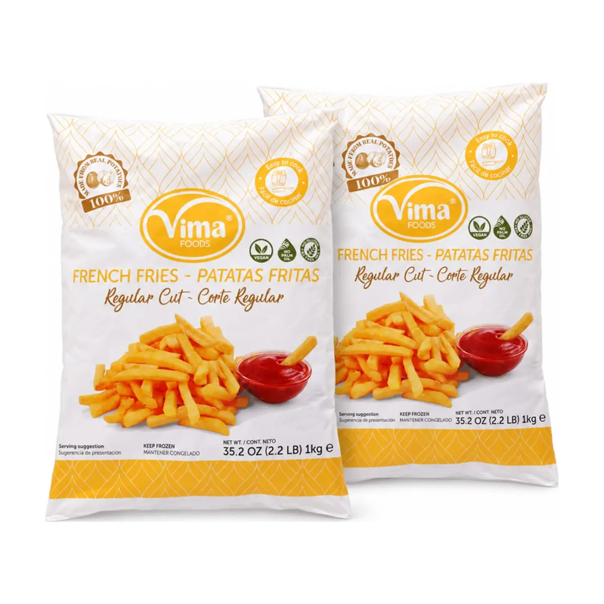 Patatas -papas- prefritas congeladas Vima Foods (2 x 1 kg / 2.2 lb) - Imagen 1