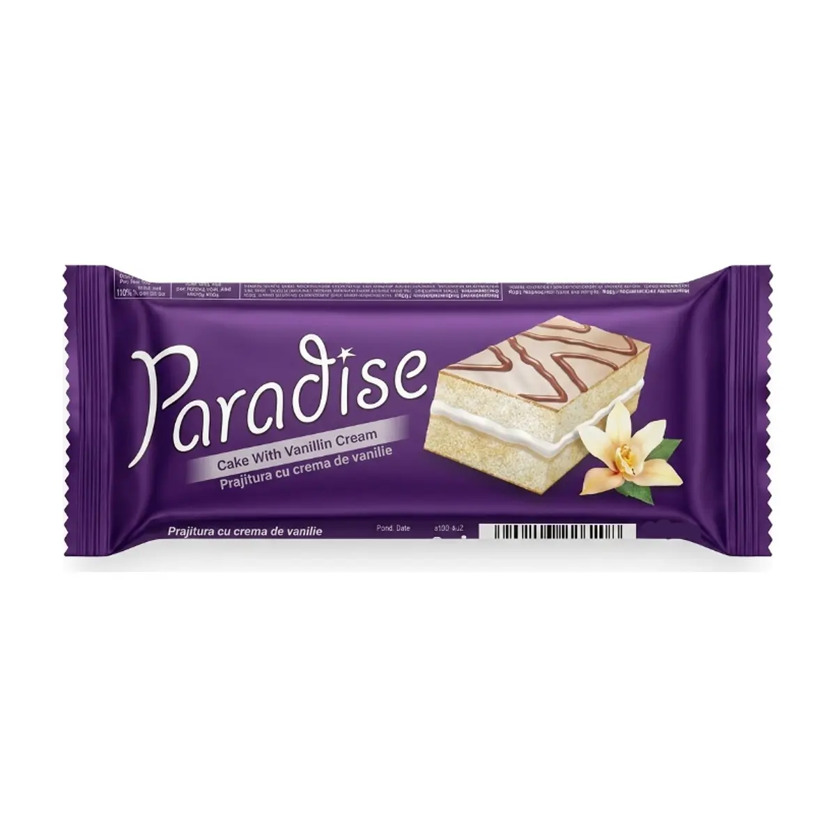 Pastelito relleno de crema de vainilla con cobertura de chocolate blanco Paradise Simsek (25 g)