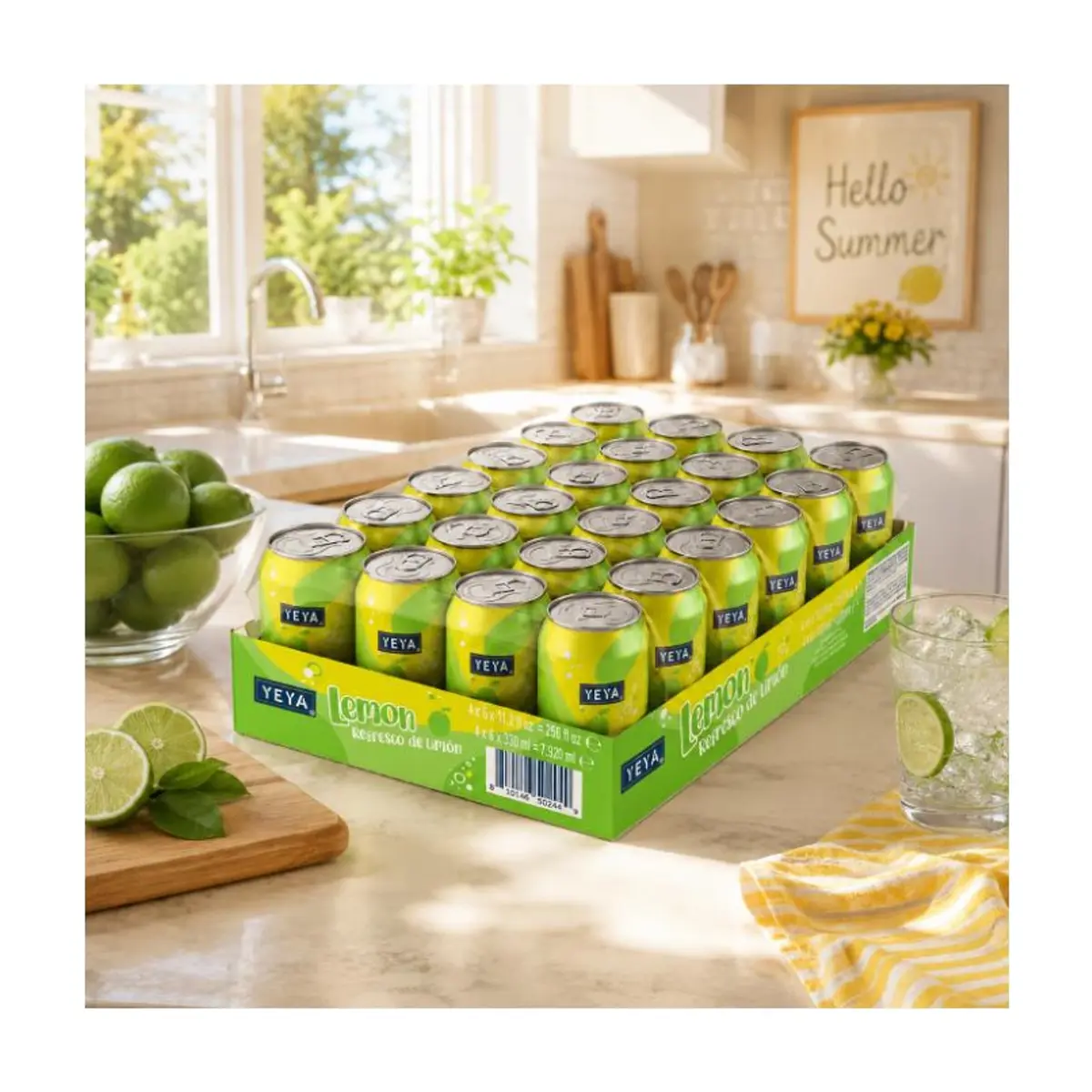Caja de Refresco gaseado de limón YEYA (24 x 330 ml) - Thumbnail 2