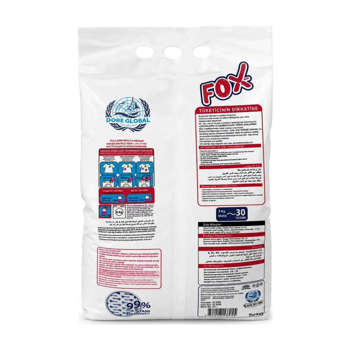 Detergente en polvo para ropa blanca Fox (3 kg / 6.61 lb) - Thumbnail 3