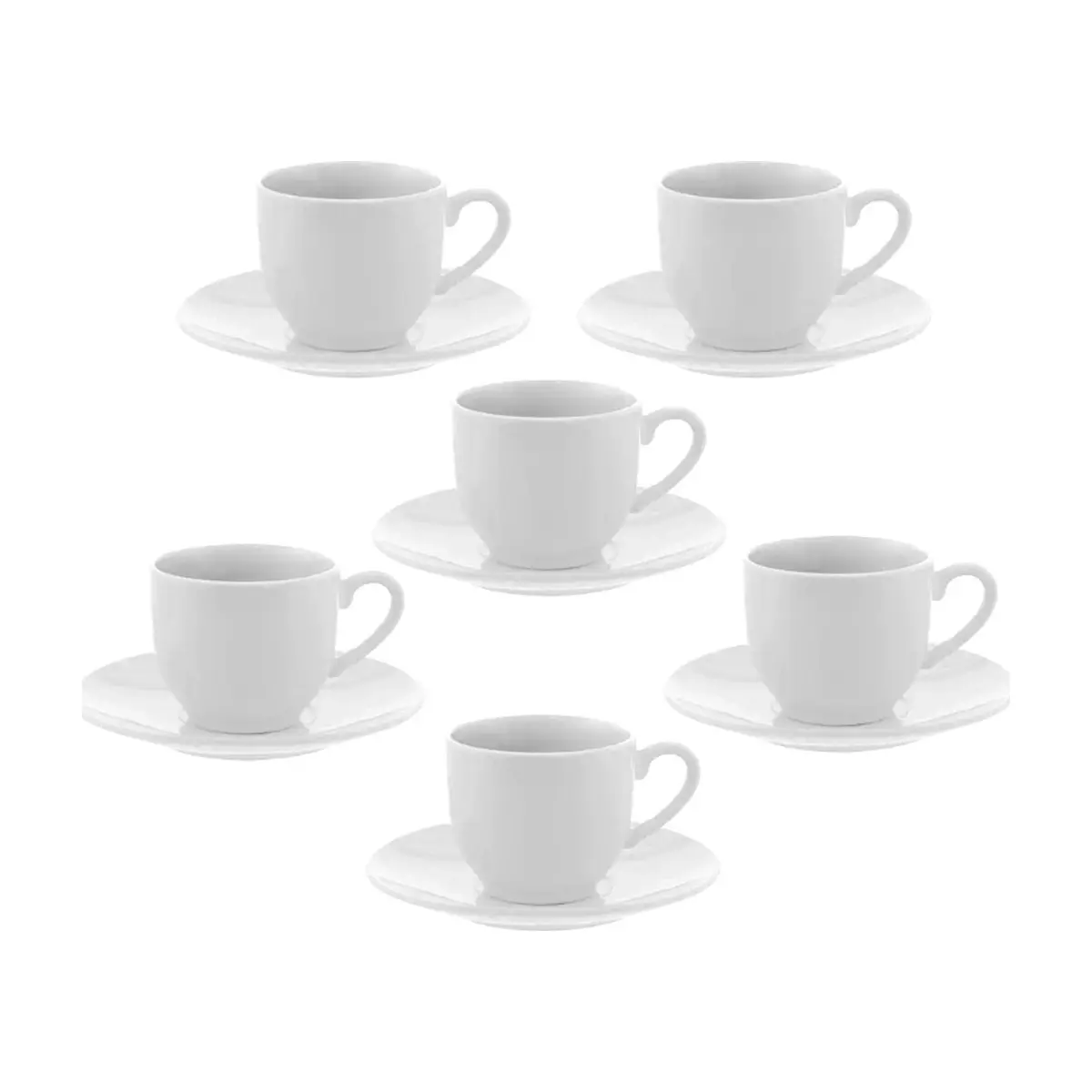 Juego de tazas de café con plato de cerámica blanca Estone (6 U)