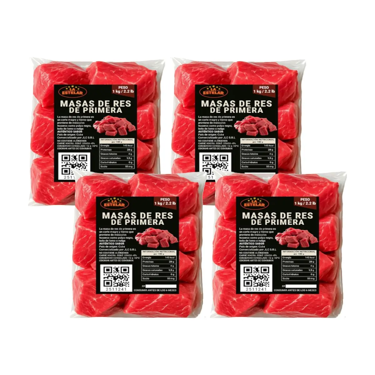 Masas de res de primera La Estelar (4 x 1 kg / 2.2 lb) - Imagen 1