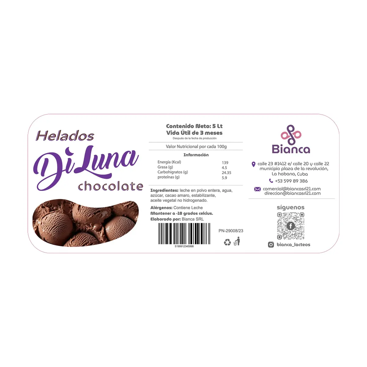 Helado sabor chocolate DiLuna (5 L) - Thumbnail 2