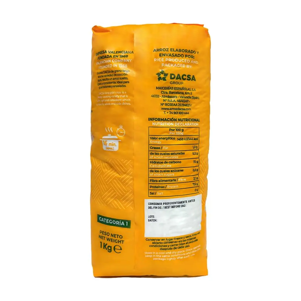Arroz largo Dacsa (1 kg / 2.2 lb) - Thumbnail 2