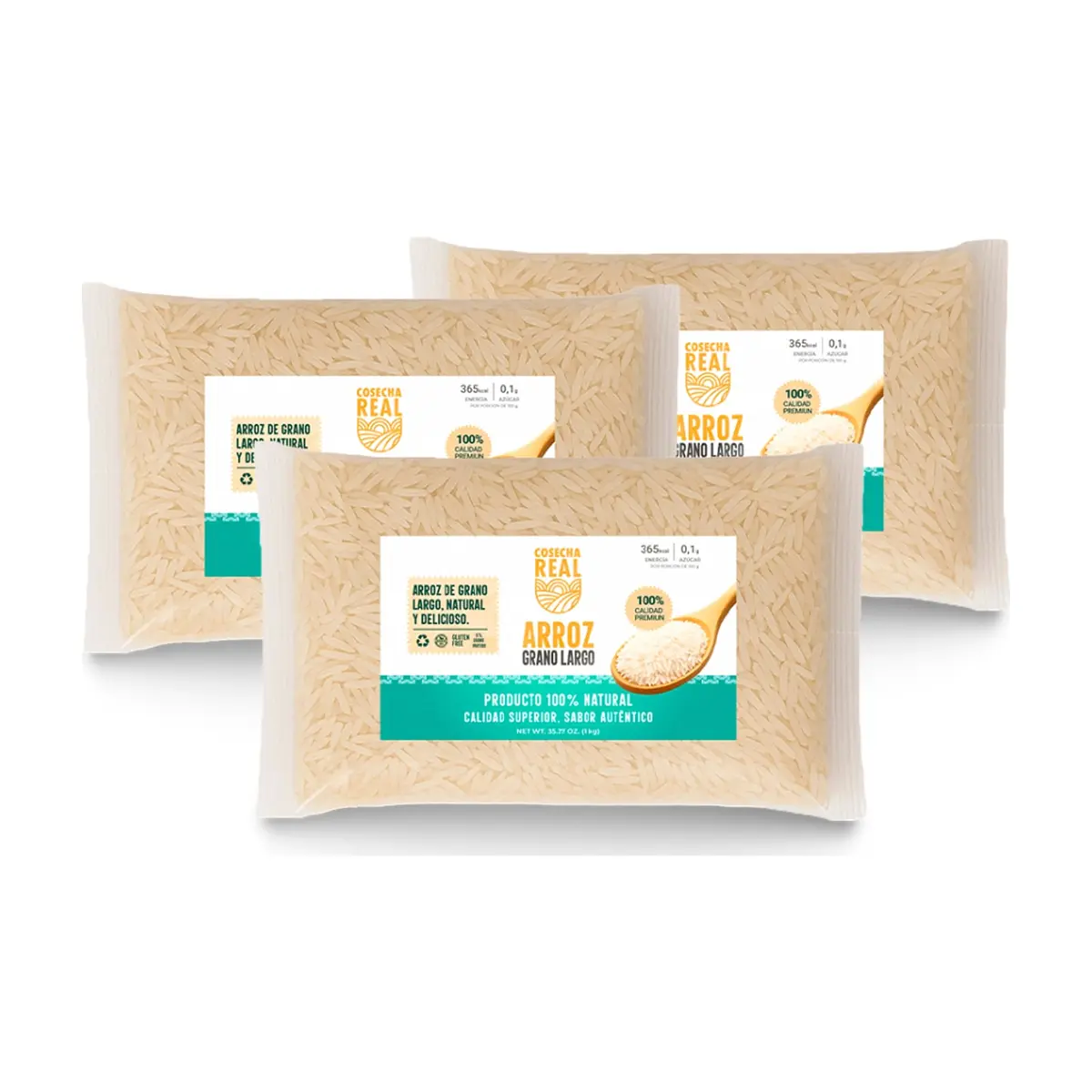 Arroz de grano largo Cosecha Real (3 x 1 kg / 2.2 lb)