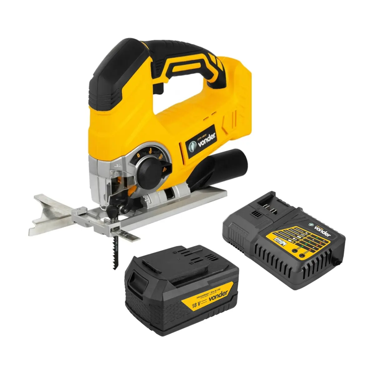 Sierra de calar ITTV1824 + Cargador de baterías 18 V ICBV1806 + Batería IBV1804 de 18 V Vonder