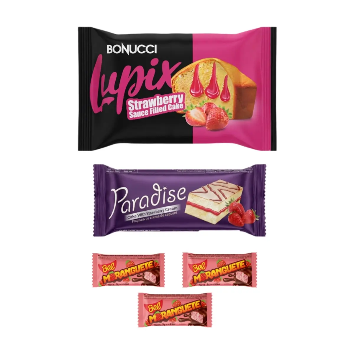 Confituras sabor fresa: 2 Pasteles + 3 Bombones - Imagen 1