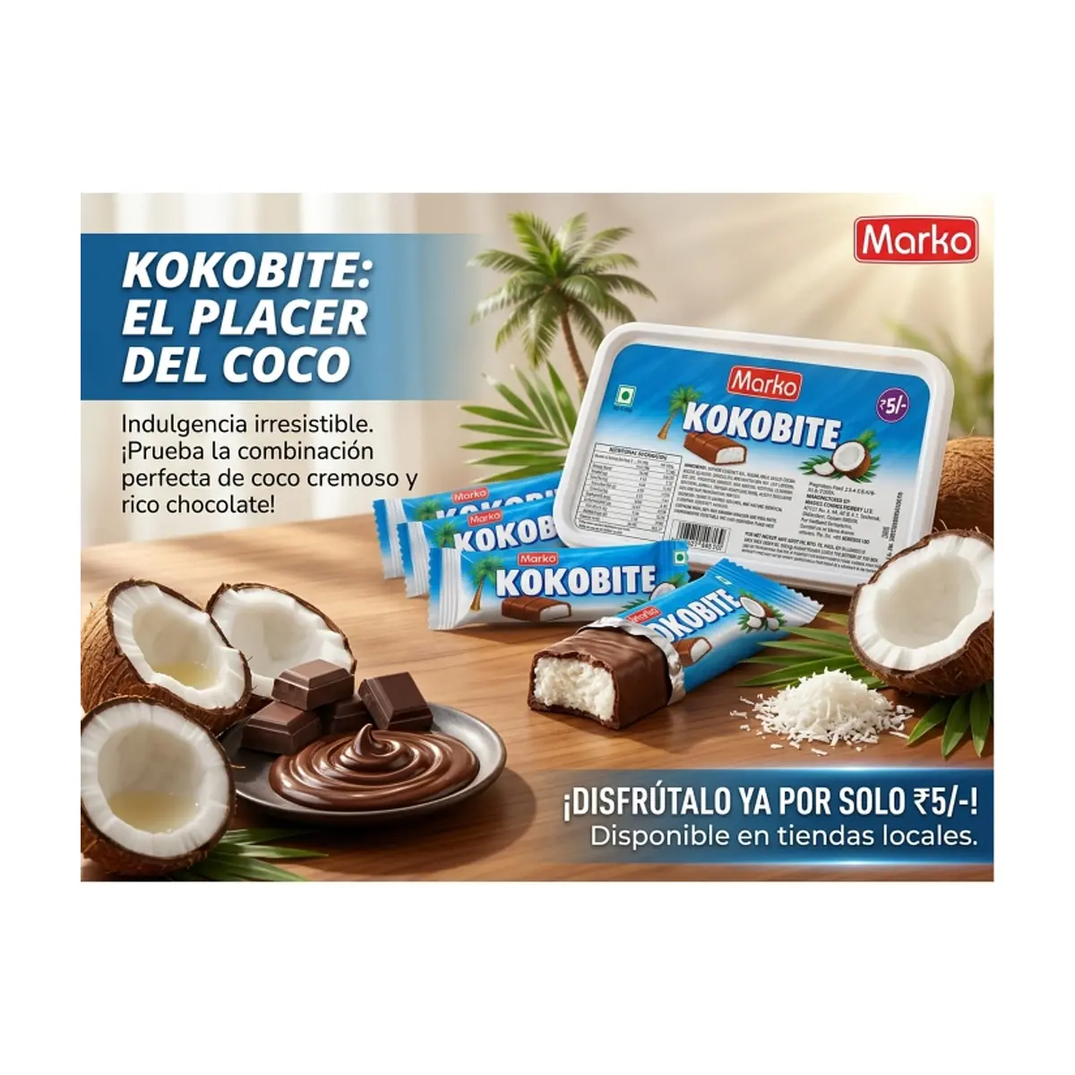 Chocolates rellenos de coco Kokobite Marko (30 x 13 g) - Thumbnail 4