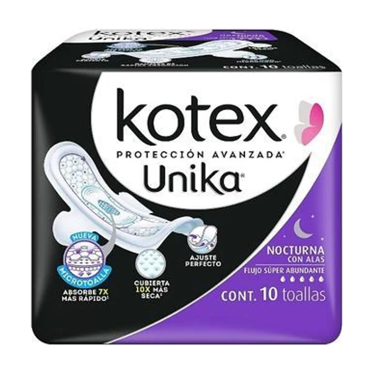 Toalla Femenina Nocturna con Alas (10u) KOTEX