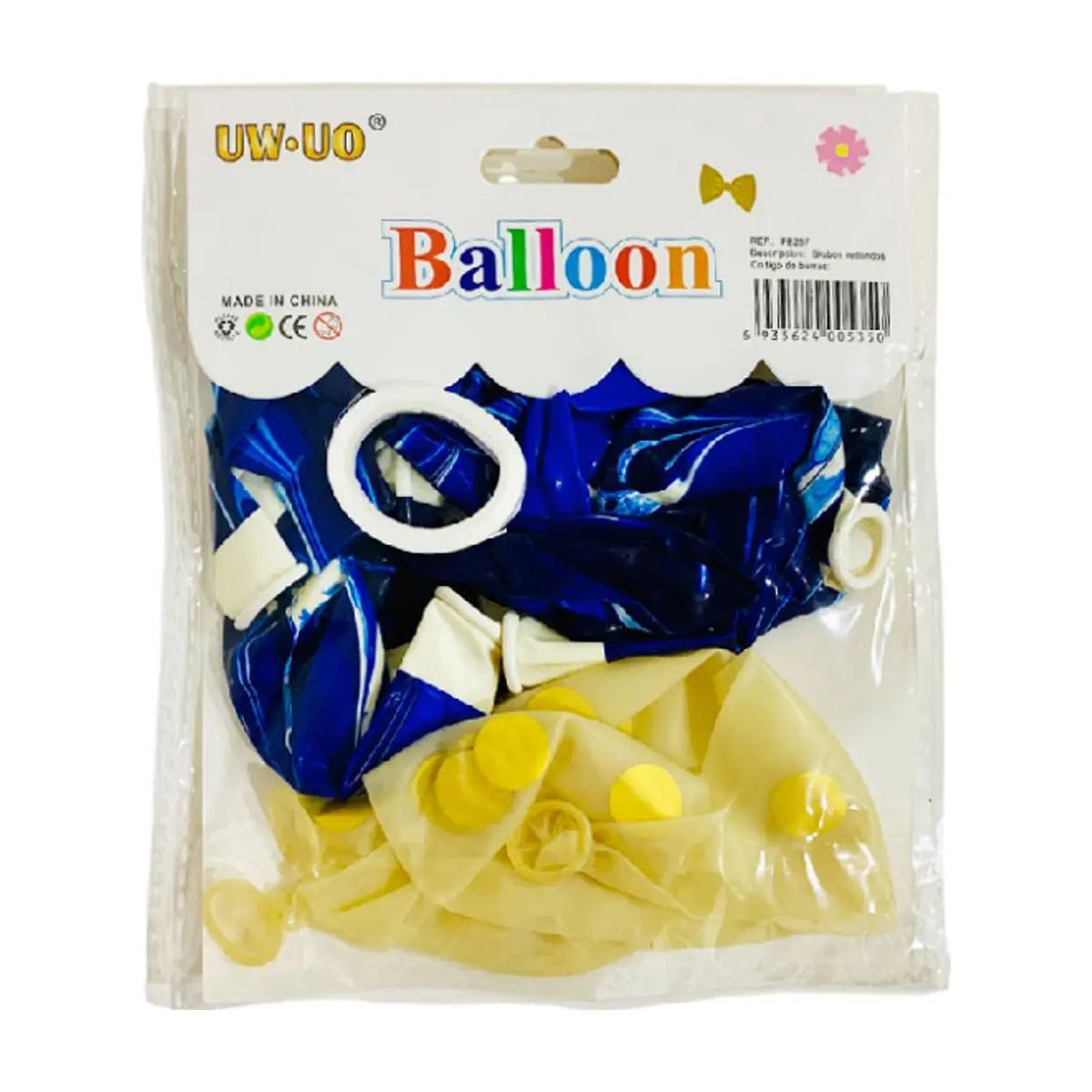 Set de globos redondos azules y dorados (15 U) - Thumbnail 2