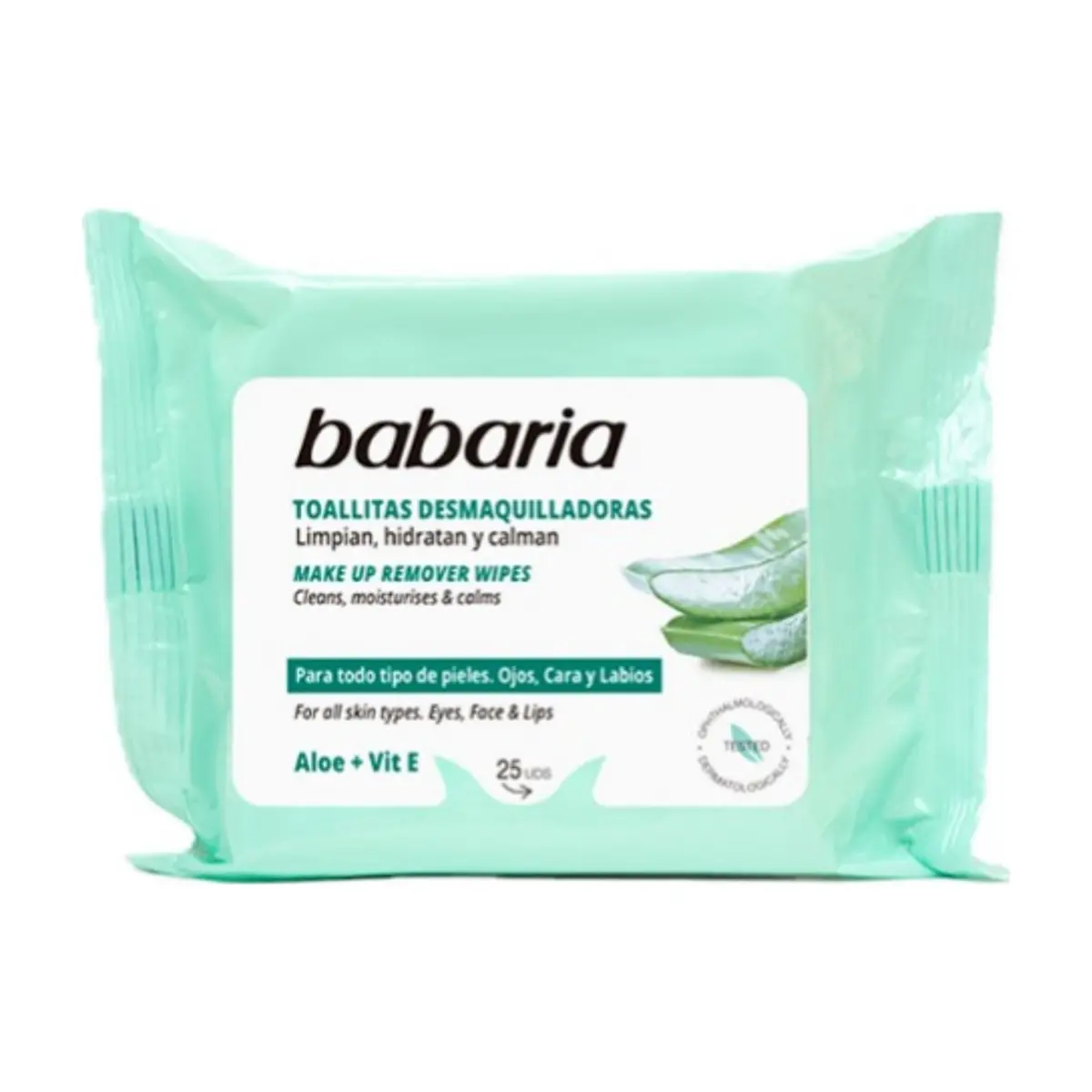 Toallitas húmedas desmaquilladoras aloe+vit E Babaria (25 U)
