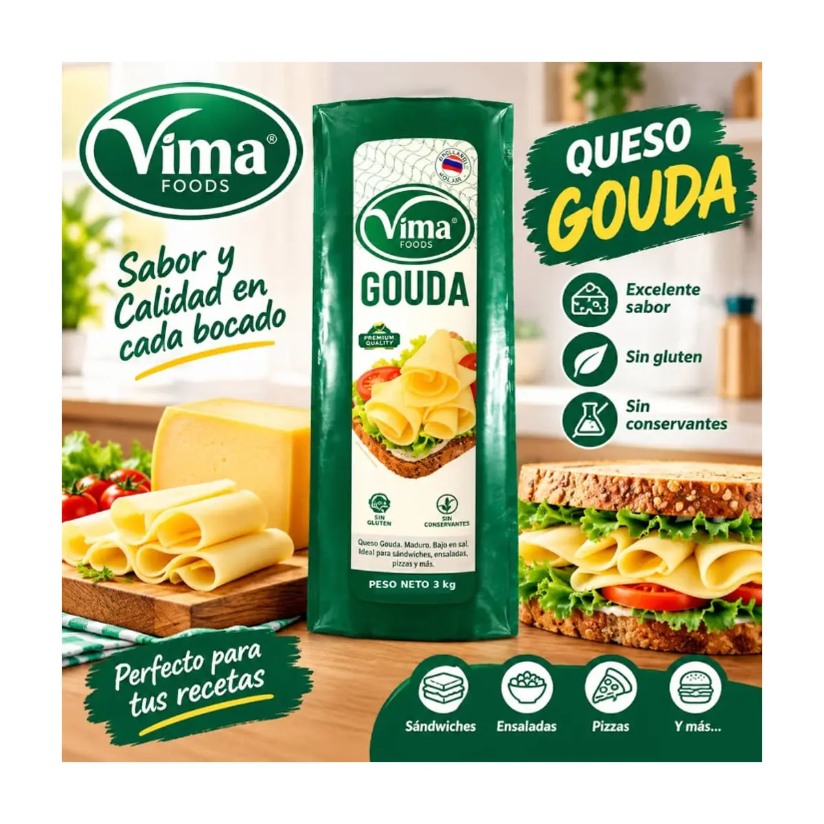Queso Gouda Vima Foods (3 kg / 6.6 lb) - Thumbnail 5