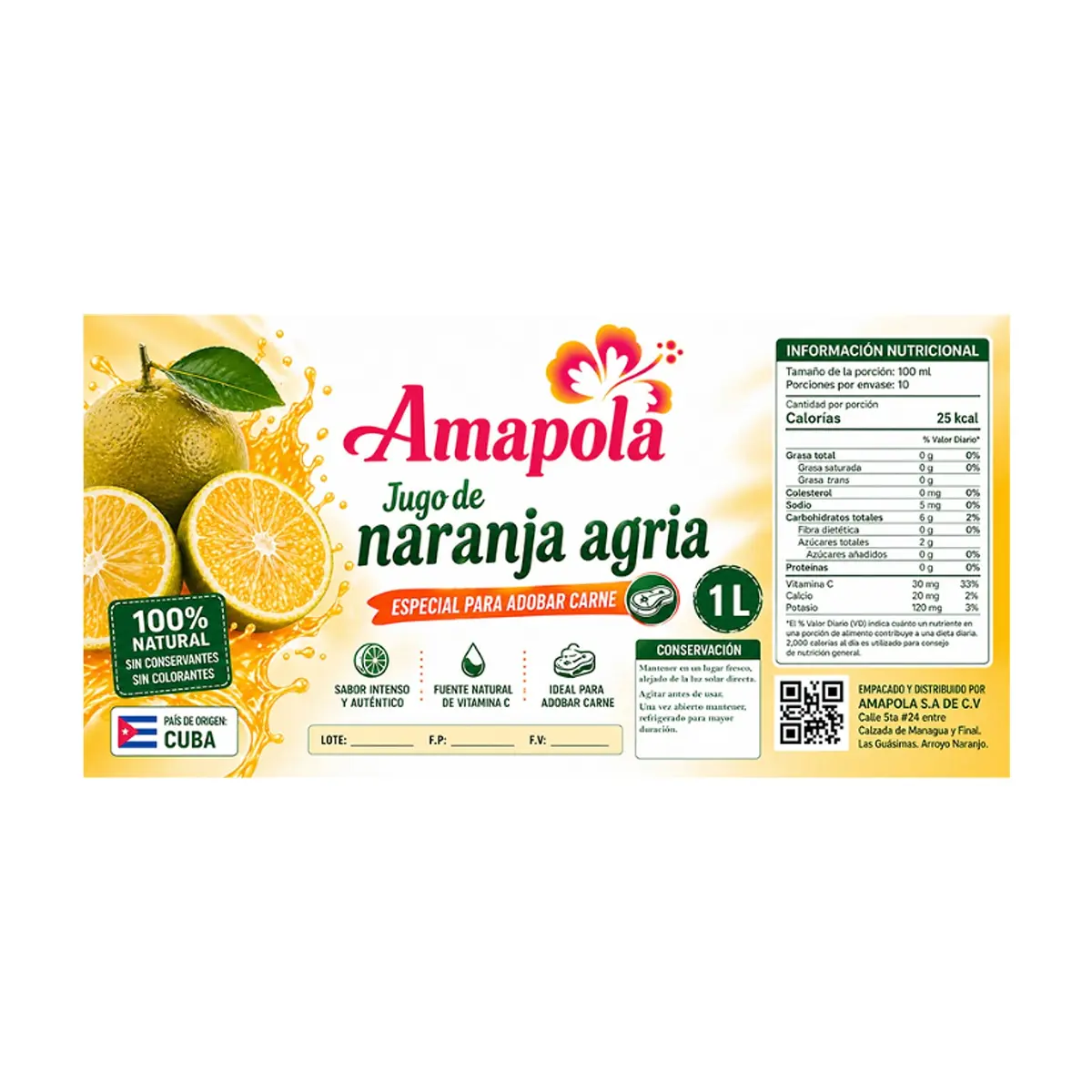 Jugo de naranja agria Amapola (1 L) - Thumbnail 4