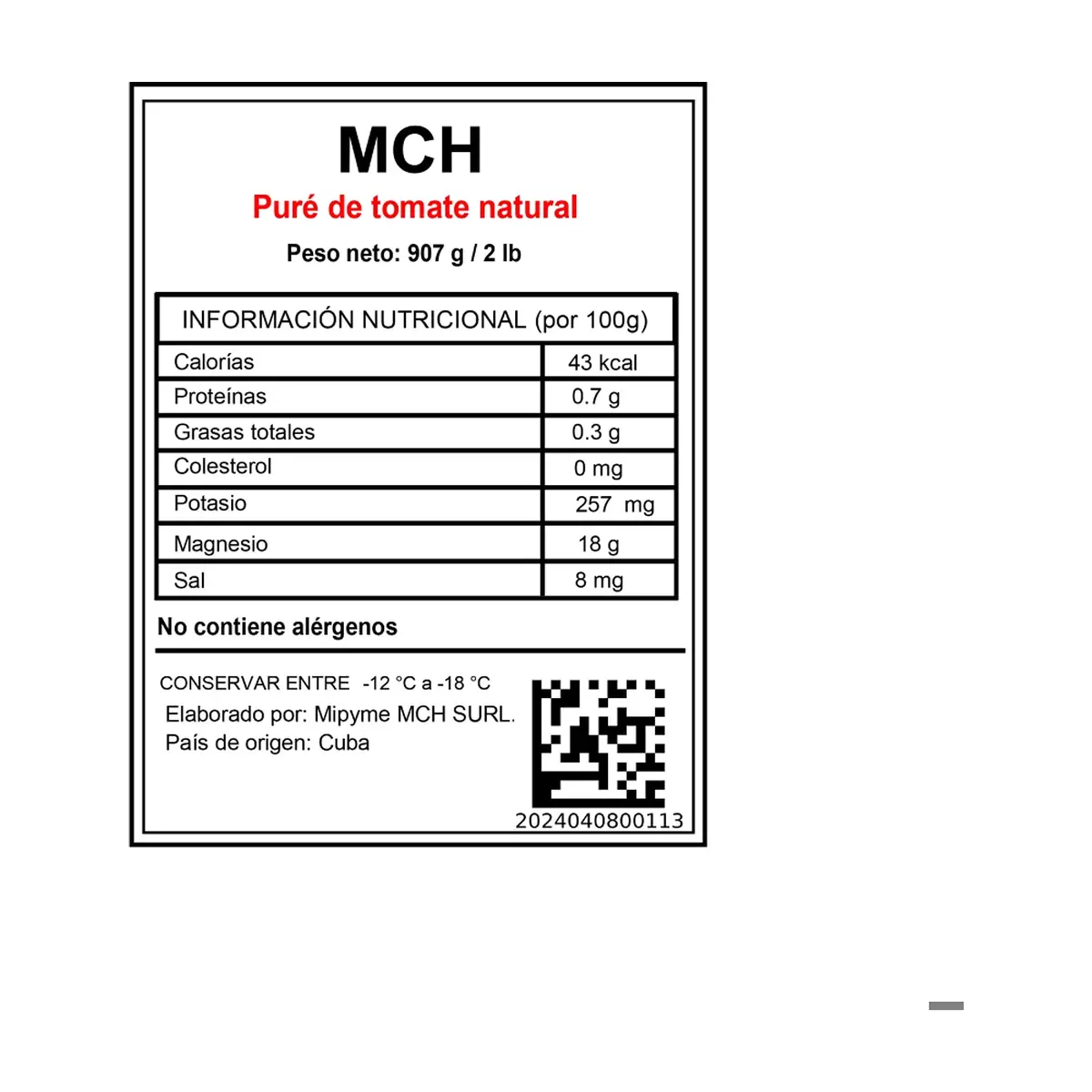 Puré de tomate natural MCH (907 g / 2 lb) - Thumbnail 3