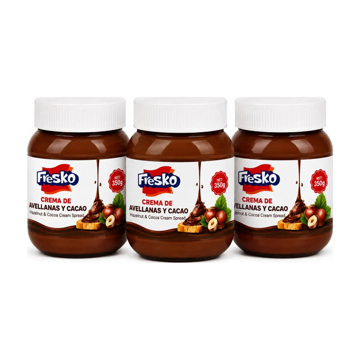 Crema de avellanas y cacao Fresko (3 x 350 g / 12.35 oz)