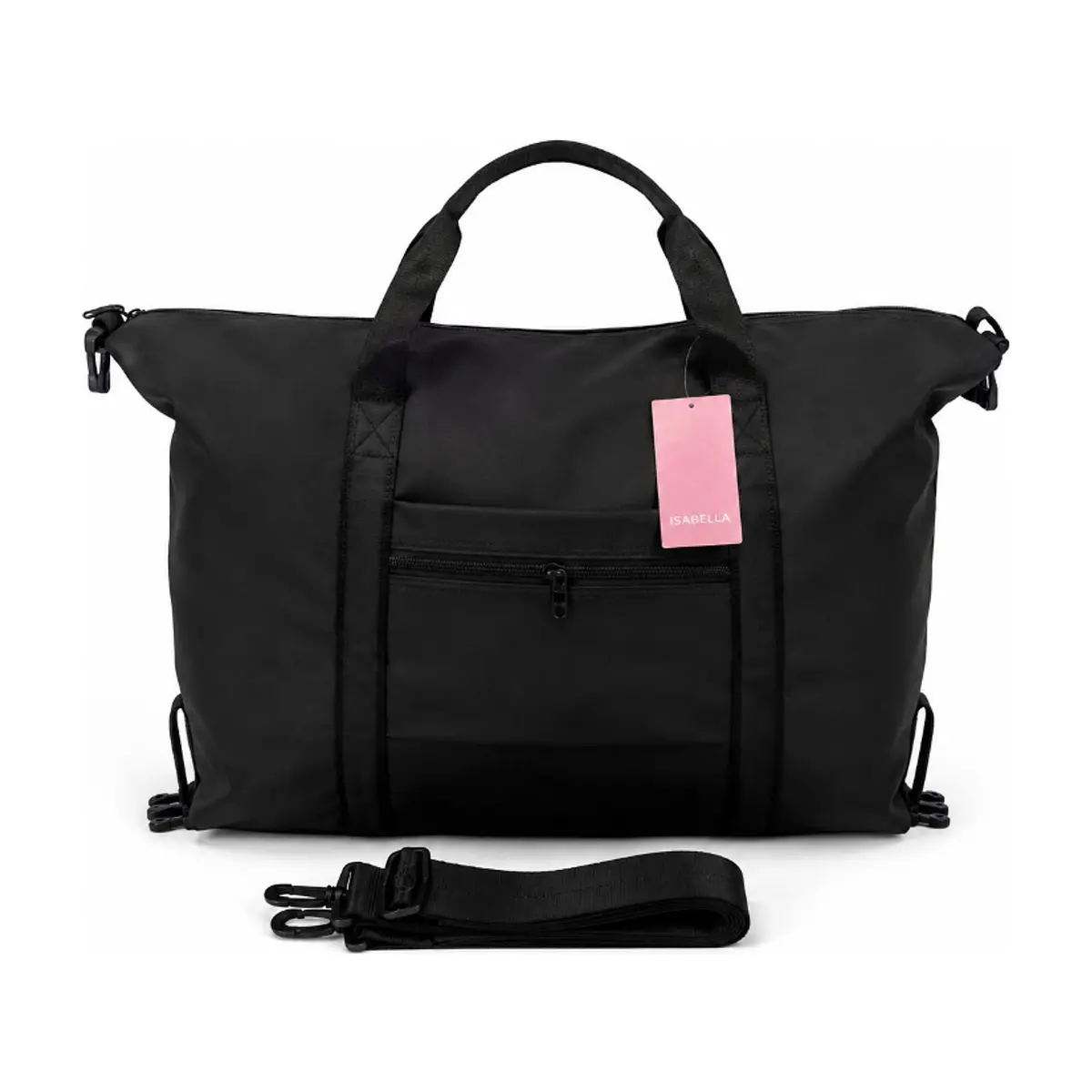 Bolsa de viaje negra con bolsillos laterales y asas extraíbles ISABELLA - Thumbnail 3