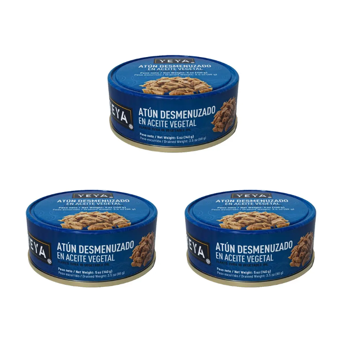 Atún desmenuzado en aceite vegetal YEYA (3 x 140 g / 5 oz)