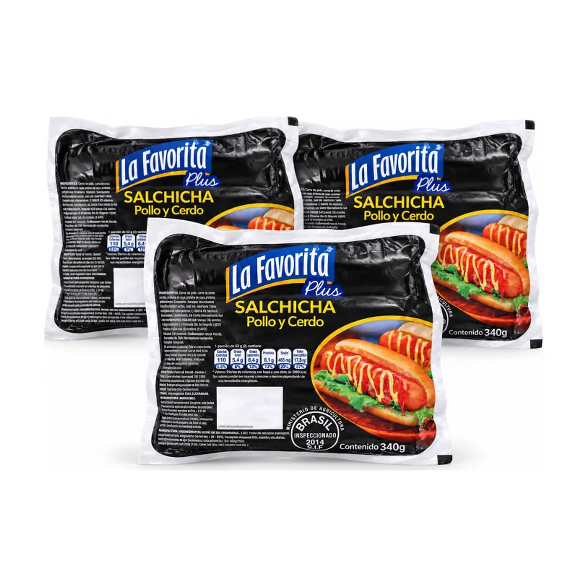 Salchichas de pollo y cerdo La Favorita (3 x 340 g / 12 oz) - Imagen 1