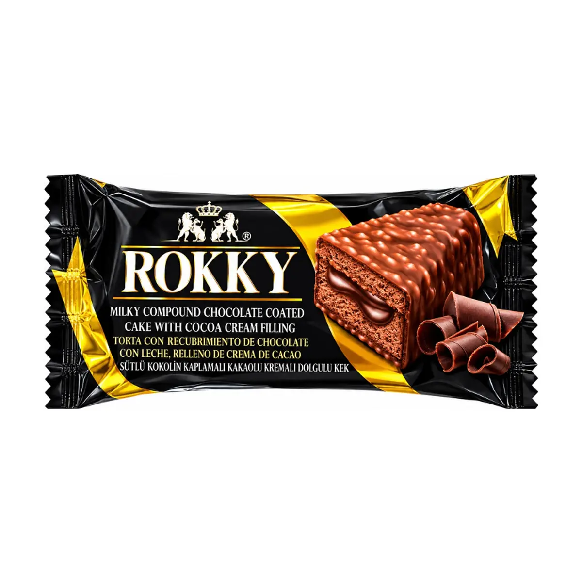Torta con recubrimiento de chocolate con leche y relleno de crema de cacao Rokky (30 g / 1.05 oz) - Imagen 1