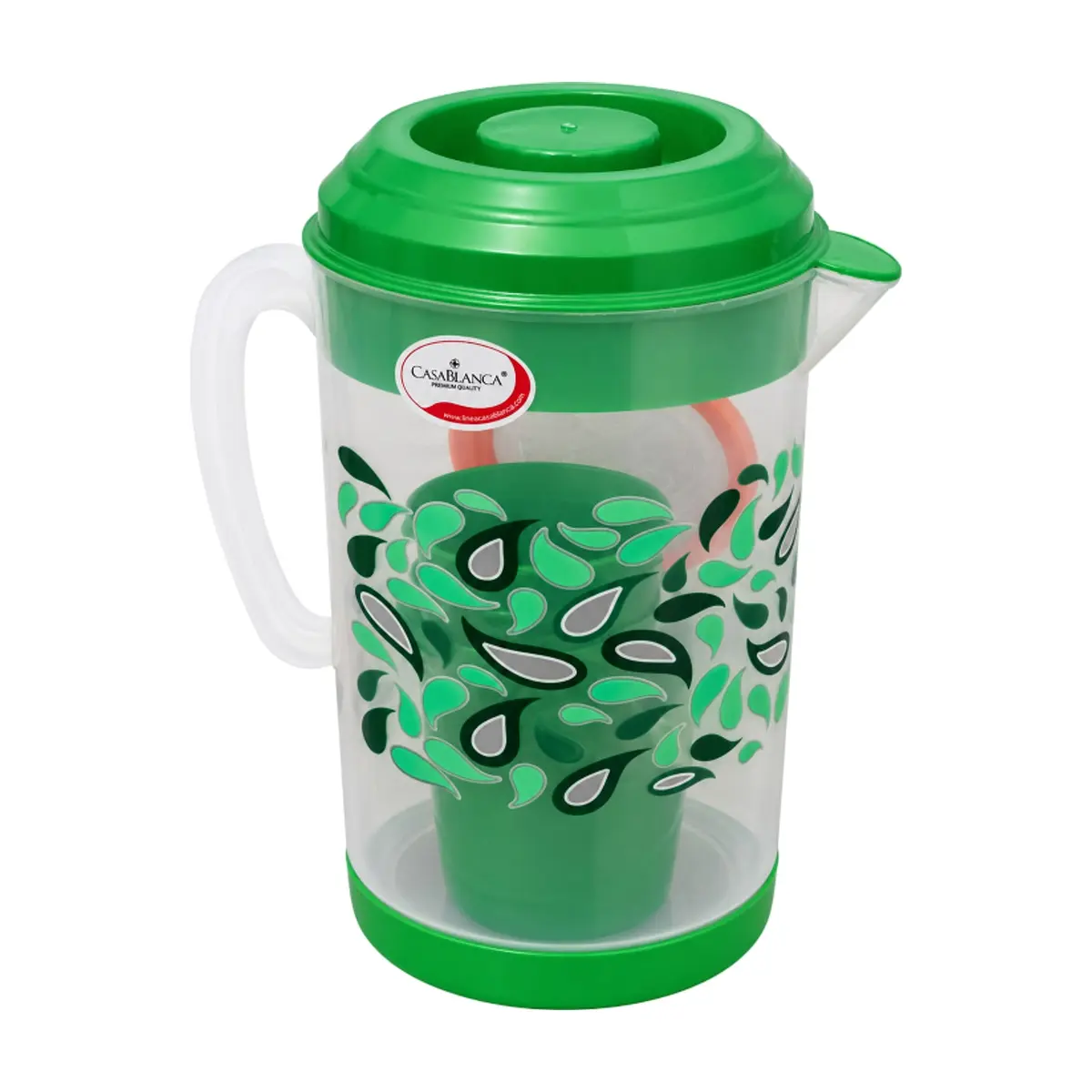 Juego verde de jarra plástica con tapa, vasos y colador CasaBlaca - Thumbnail 2