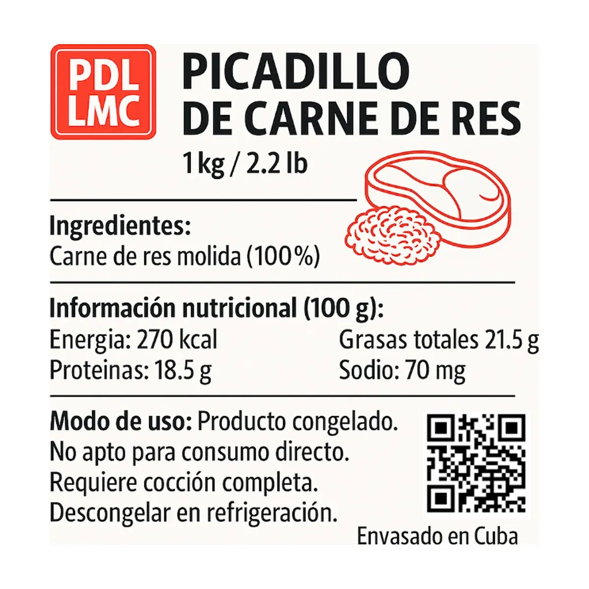 Picadillo de res PDL LMC (1 kg / 2.2 lb) - Thumbnail 3