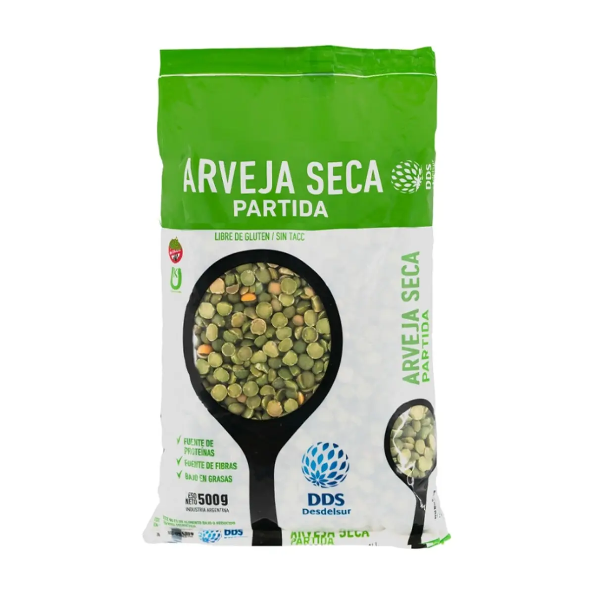 Chícharos verdes partidos DDS Desdelsur (500 g / 1.10 lb)