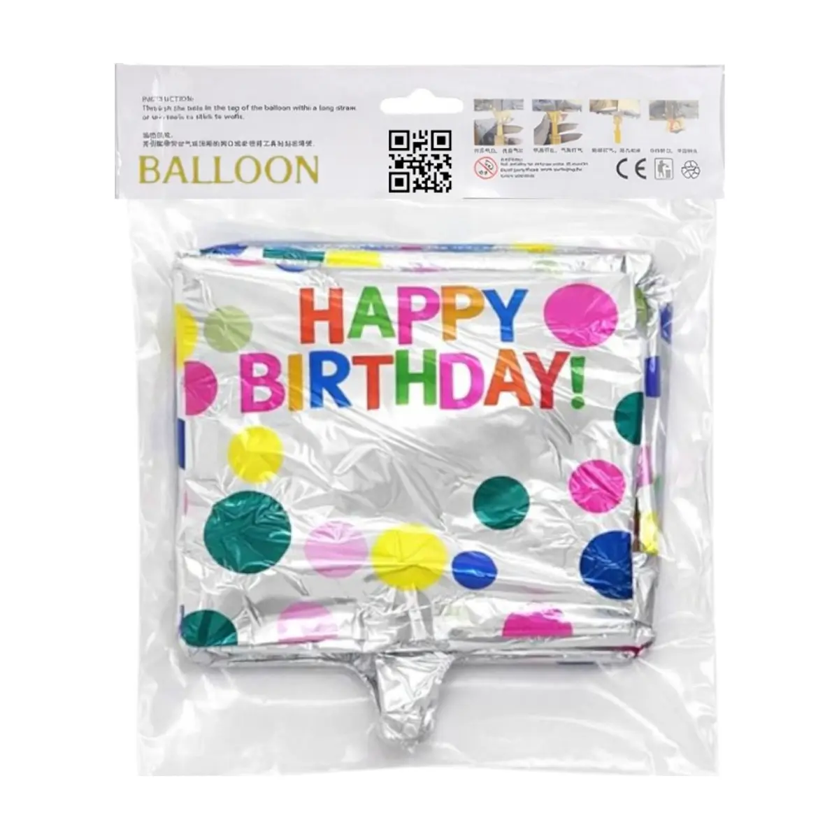 Globo con diseño de marco de fotografía con cartel de Happy Birthday Ballon - Thumbnail 2