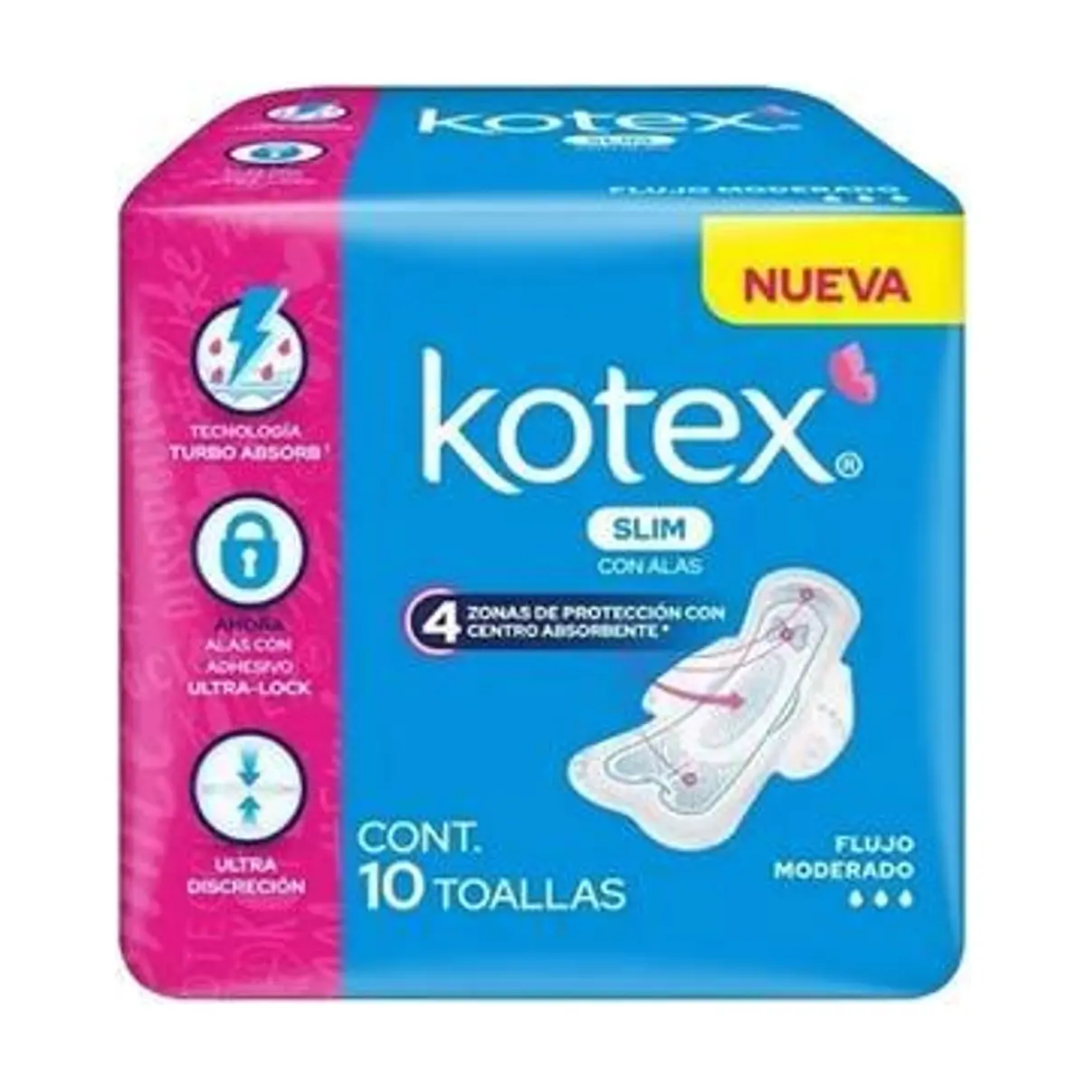 Toallas Femeninas  Ultradelgadas con Alas (10 u ) KOTEX