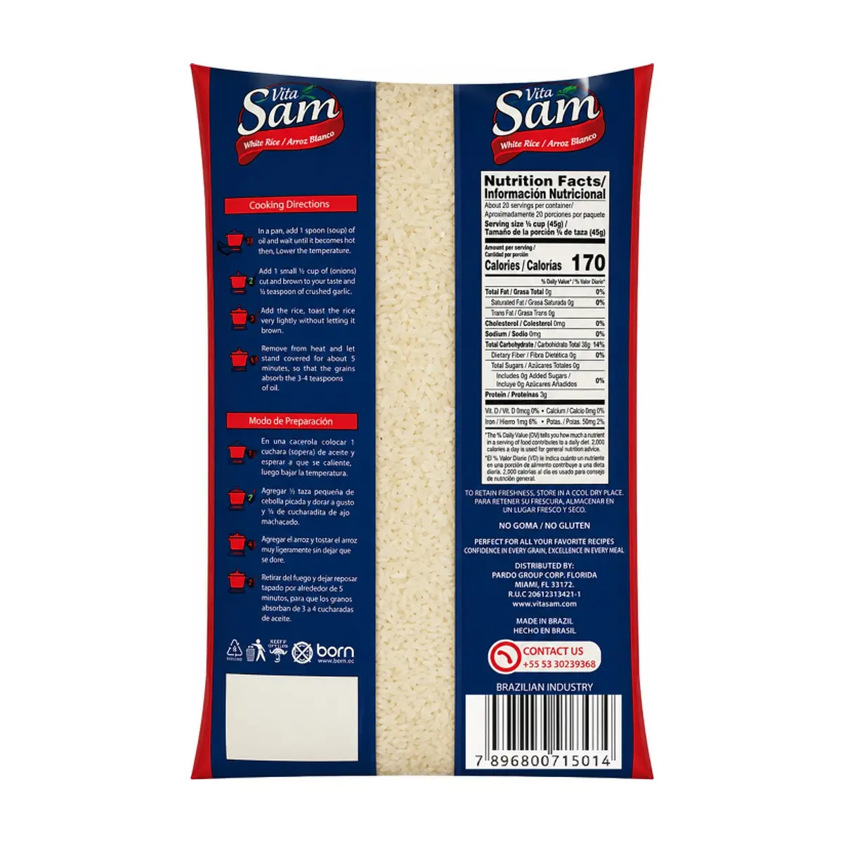 Arroz blanco grano largo Uncle Sam (1 kg / 2.2 lb) - Thumbnail 2